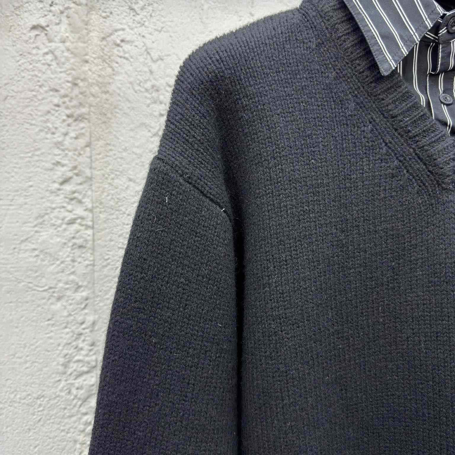 Balenciaga Layered Shirt V-Neck Sweater In Black - DopestKickz