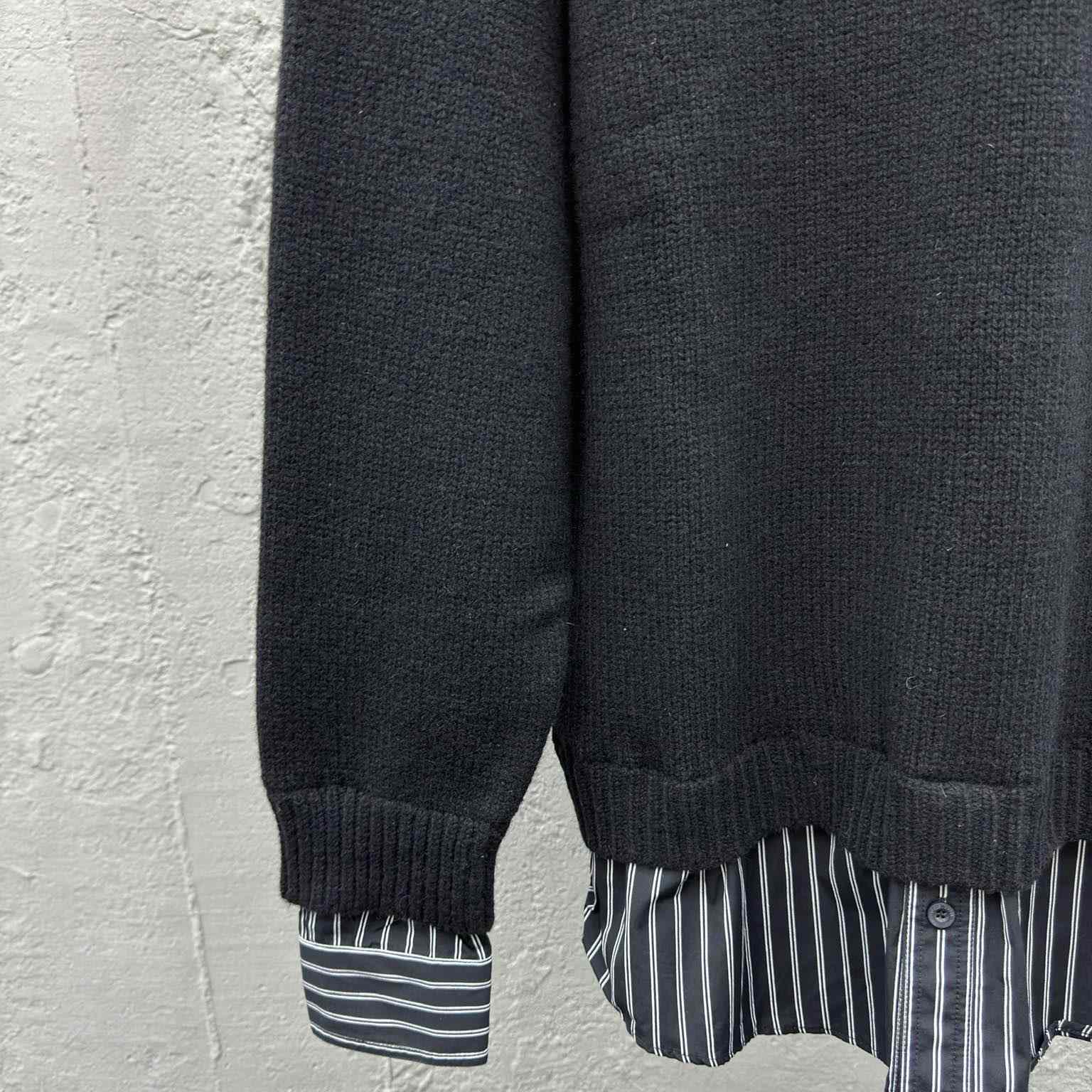 Balenciaga Layered Shirt V-Neck Sweater In Black - DopestKickz