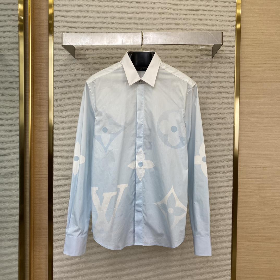 Louis Vuitton Monogram Printed Long-Sleeved Cotton Poplin Shirt  1AFXVW - DopestKickz