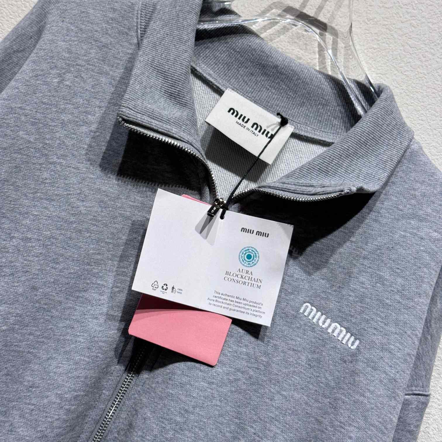 Miu Miu Cotton Fleece Zipper Sweatshirt - DopestKickz