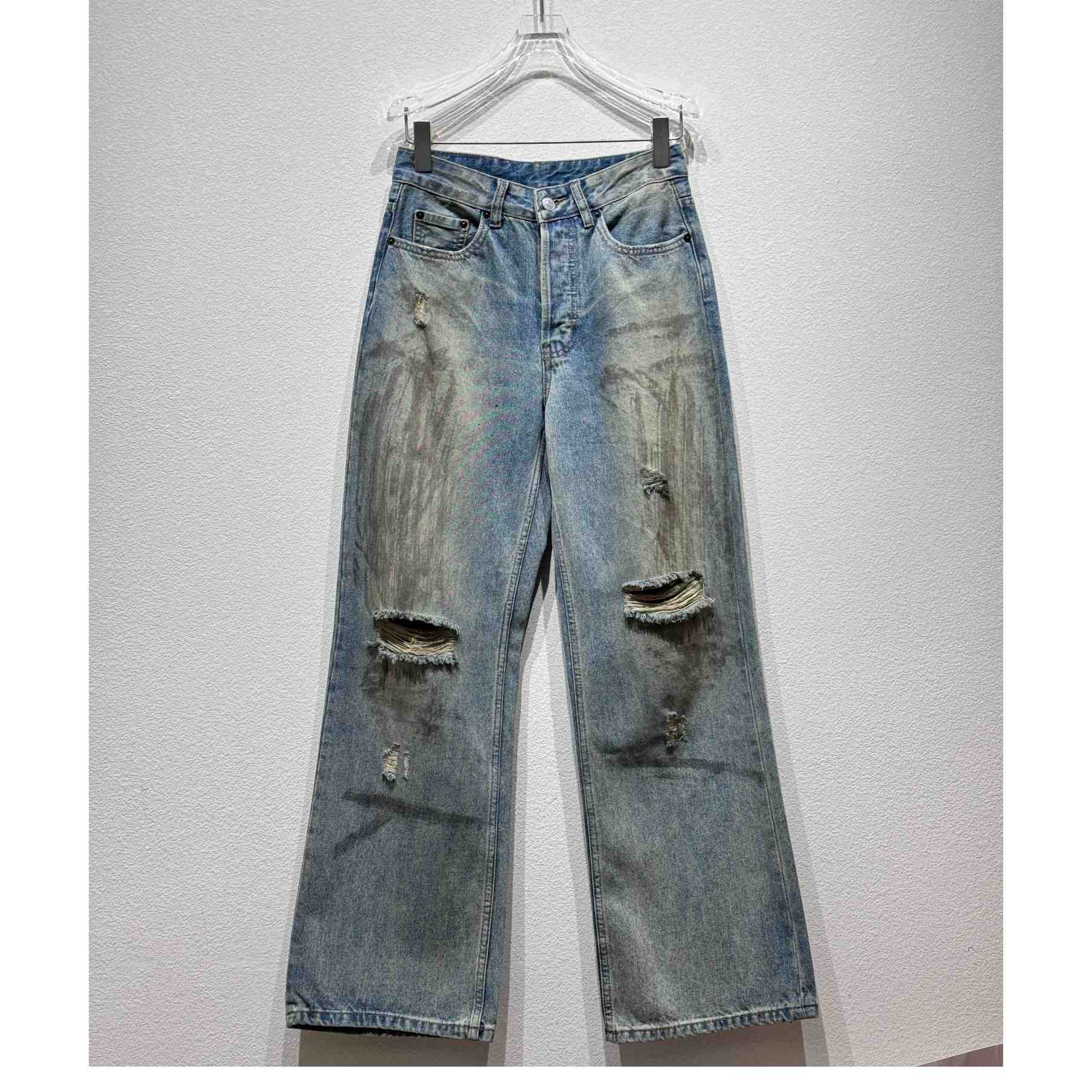 Acne Studios Mud Distressed Micro Flared Baggy Pants - DopestKickz