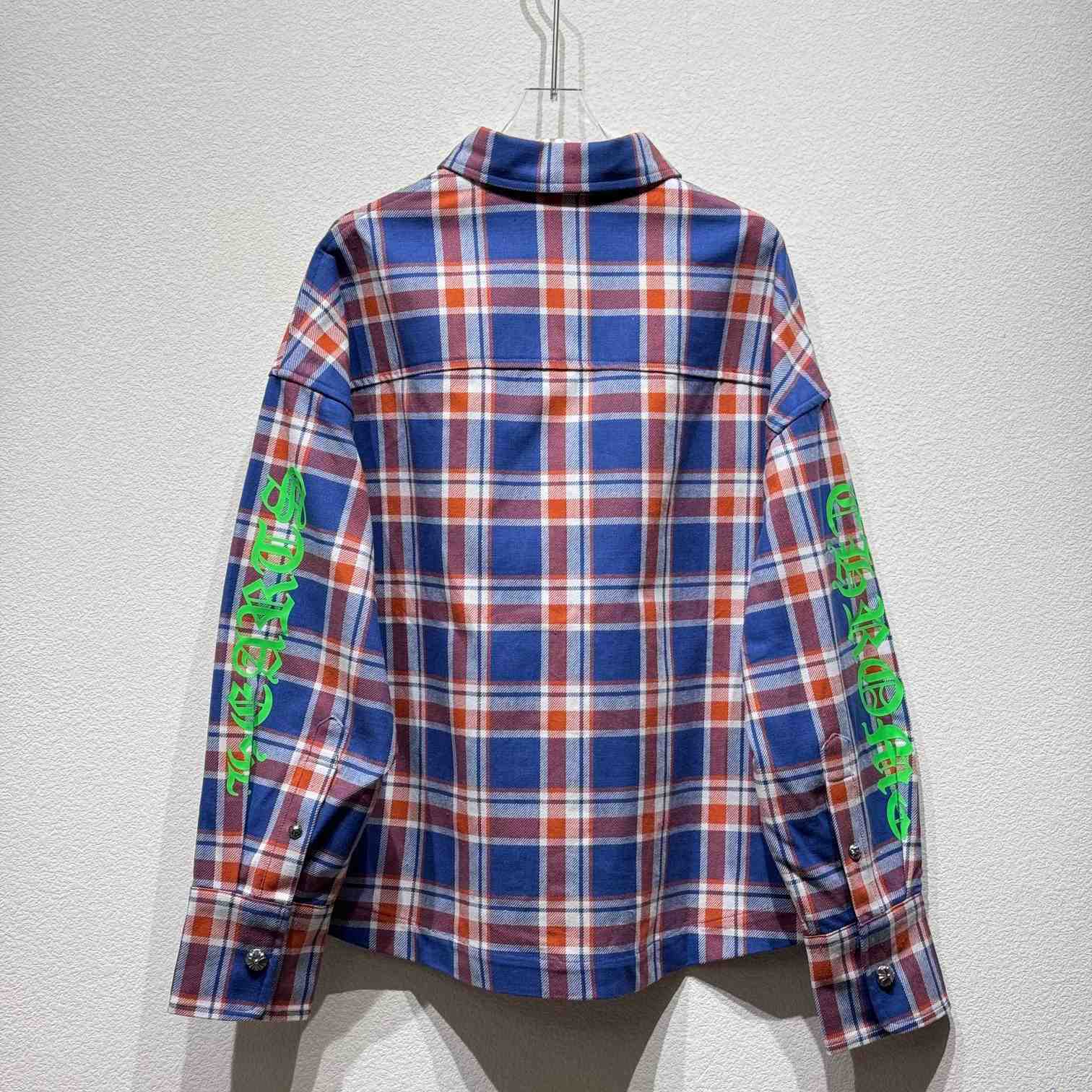 Chrome Hearts Sleeve Print Flannel Shirt - DopestKickz