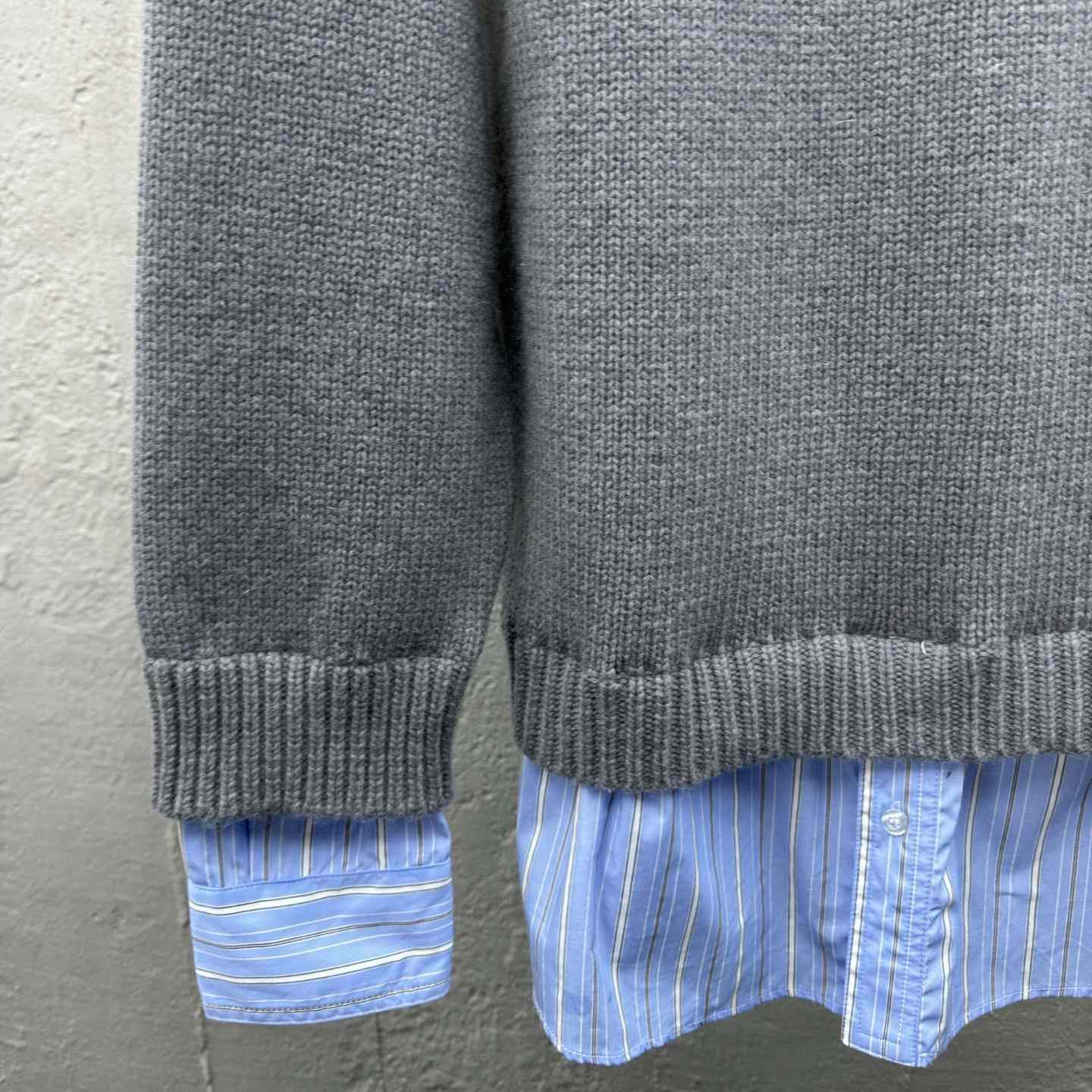 Balenciaga Layered Shirt V-Neck Sweater In Grey - DopestKickz