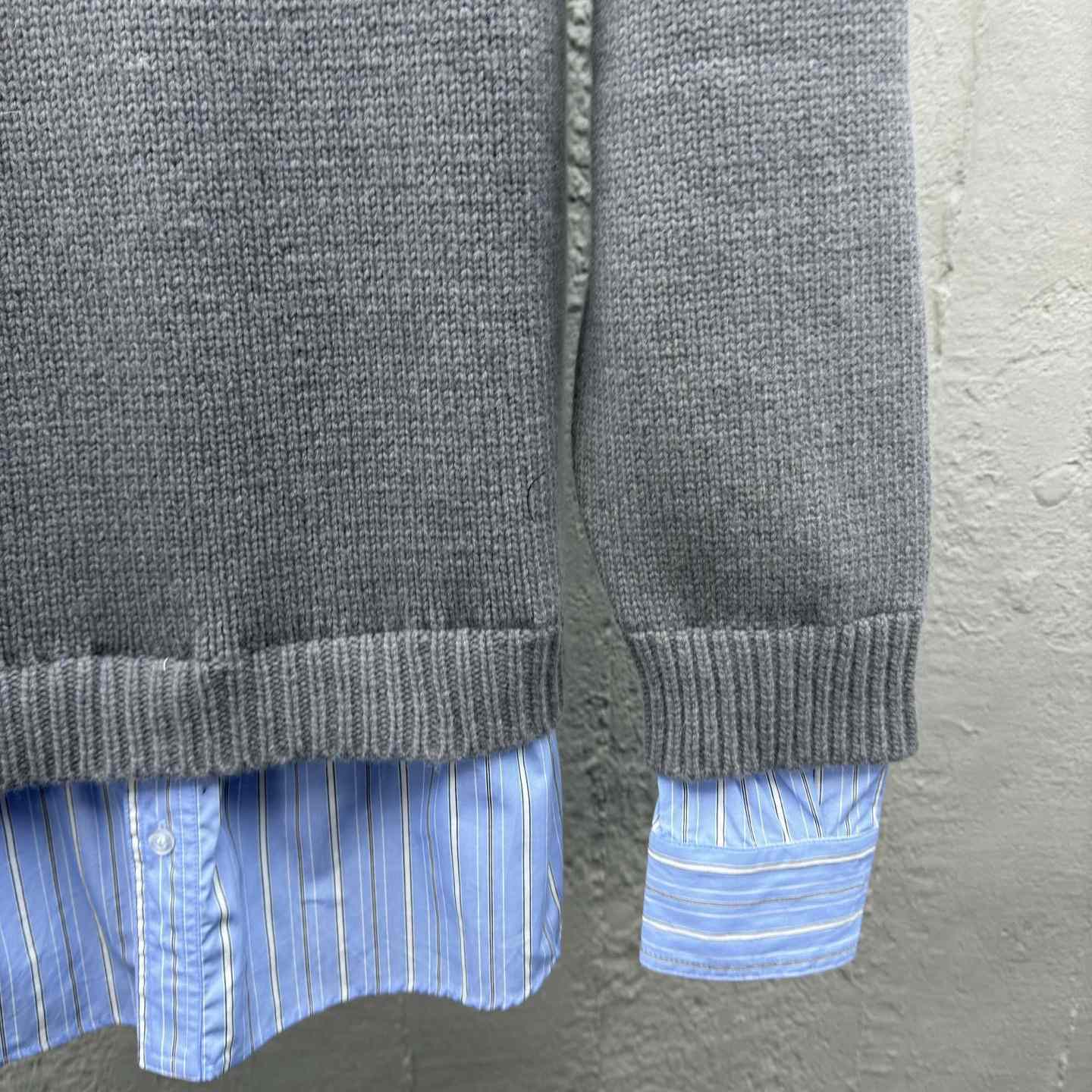 Balenciaga Layered Shirt V-Neck Sweater In Grey - DopestKickz