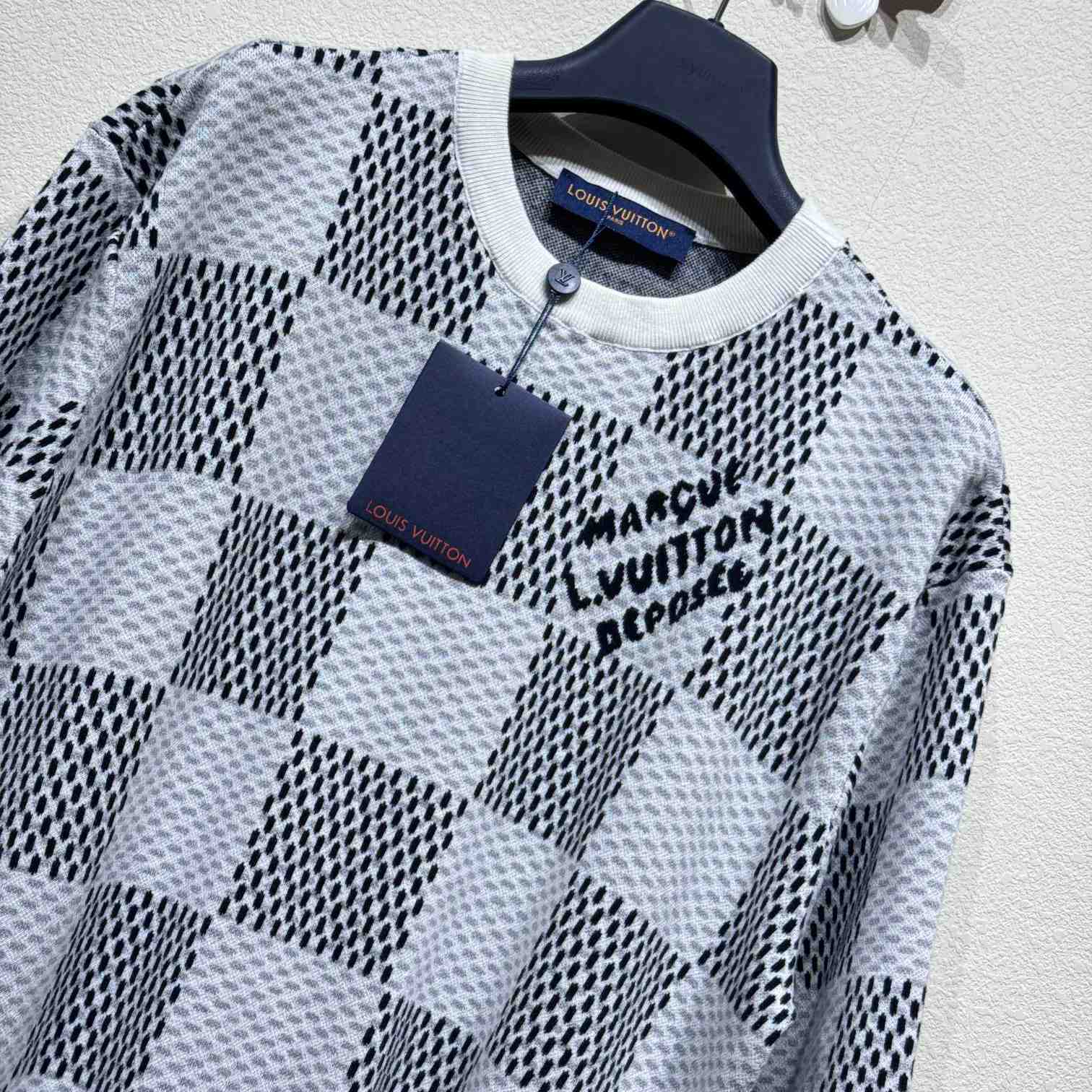 Louis Vuitton Damier Jacquard Short-Sleeved Crewneck   1AHEB7 - DopestKickz