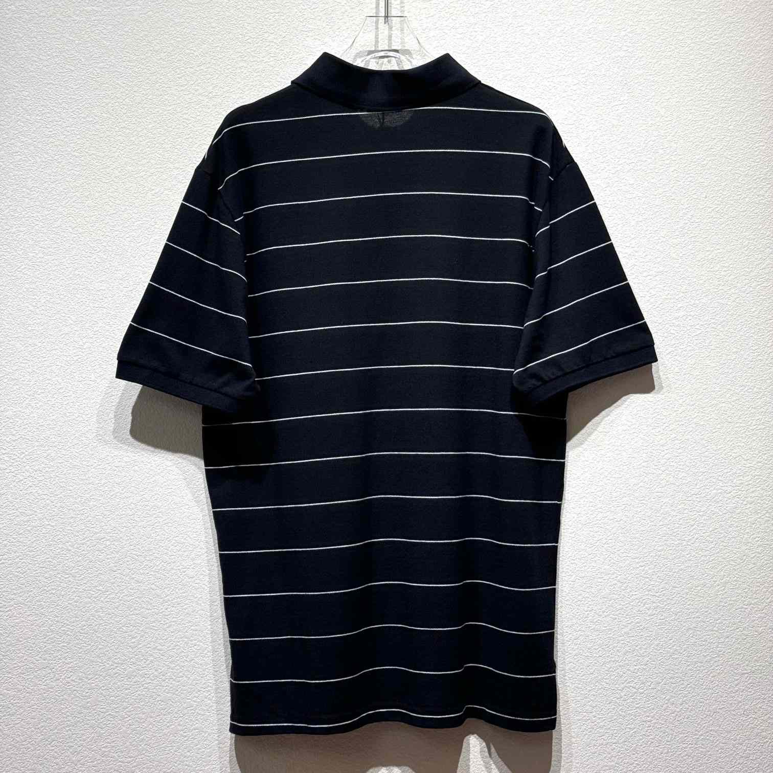 Saint Laurent Cassandre Polo Shirt In Striped Pique - DopestKickz