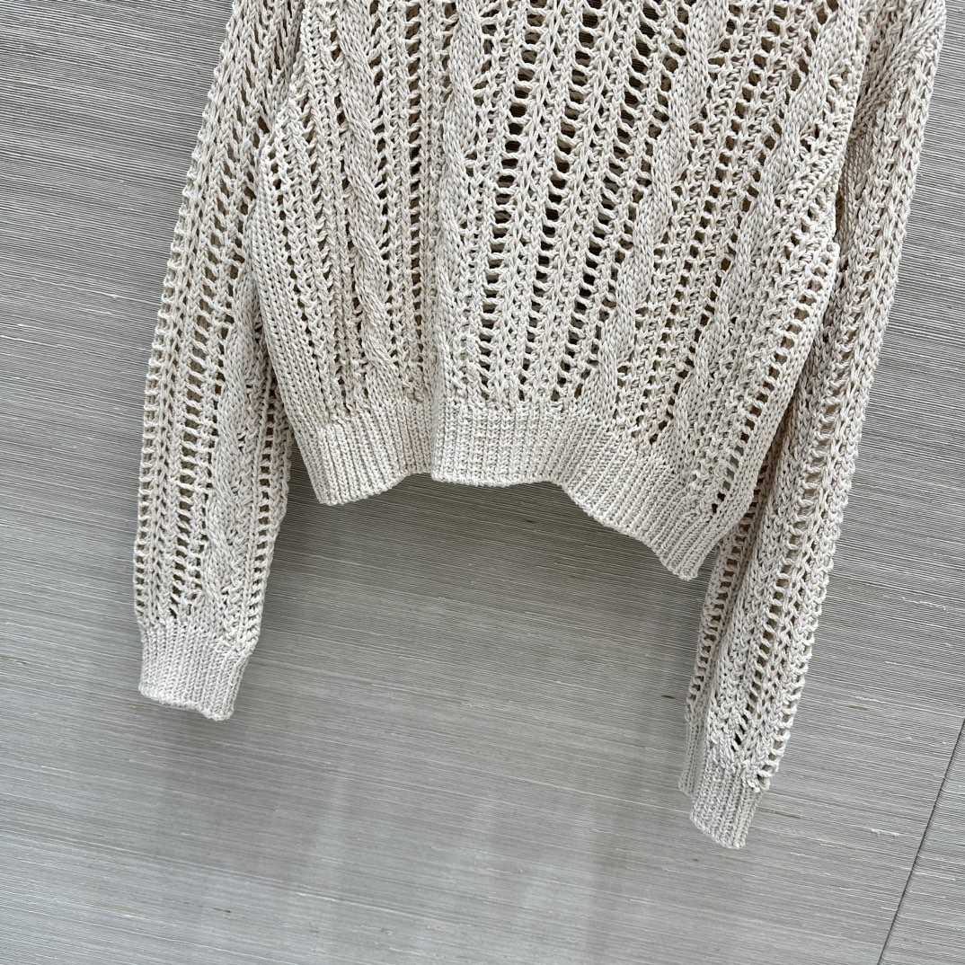 Brunello Cucinelli Jute And Cotton Cable & Mesh Sweater - DopestKickz