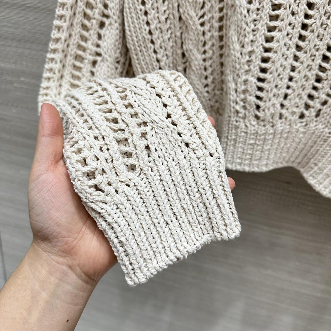Brunello Cucinelli Jute And Cotton Cable & Mesh Sweater - DopestKickz