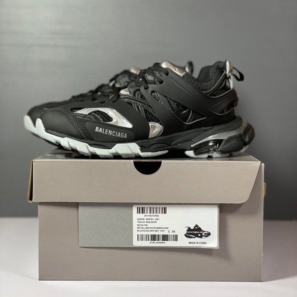 Balenciaga Track Sneaker In Black And Silver Mesh And Nylon - DopestKickz