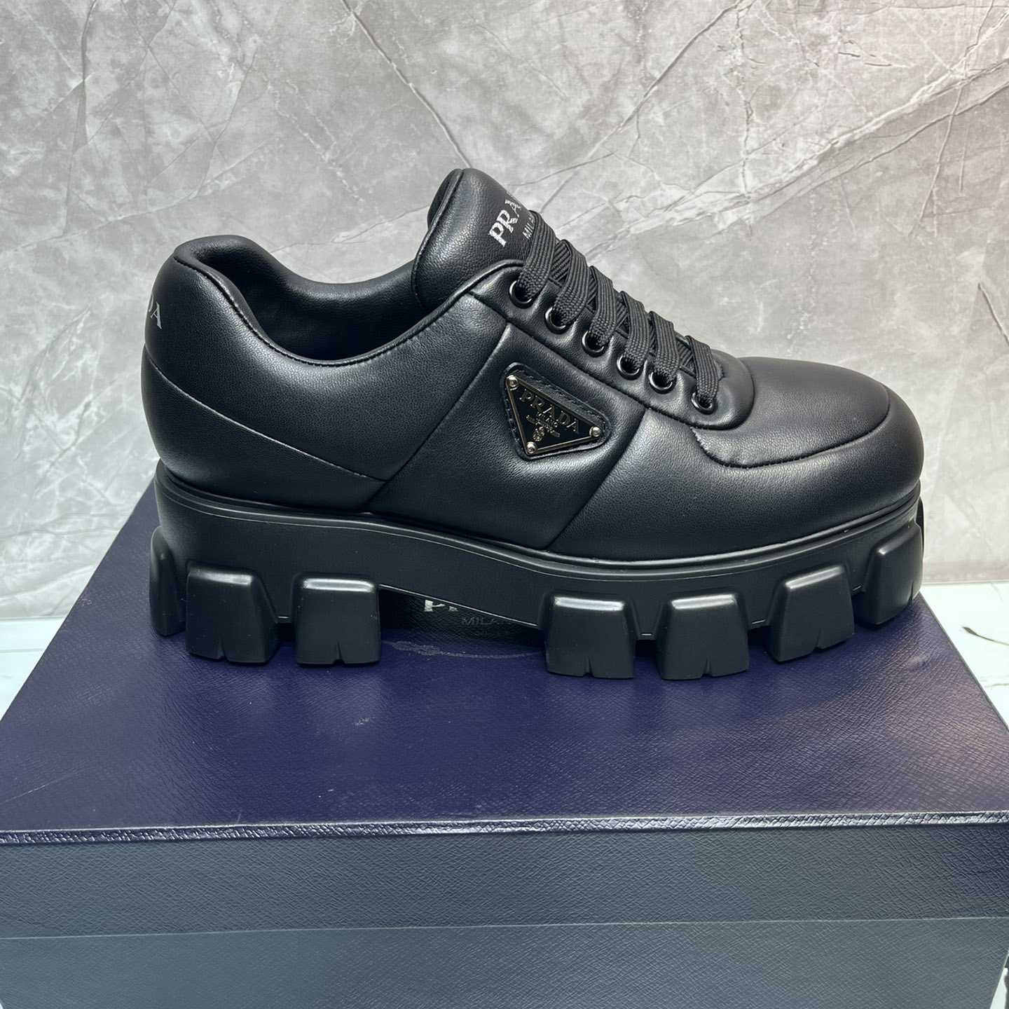 Prada Padded Nappa Leather Lace-up Shoes - DopestKickz
