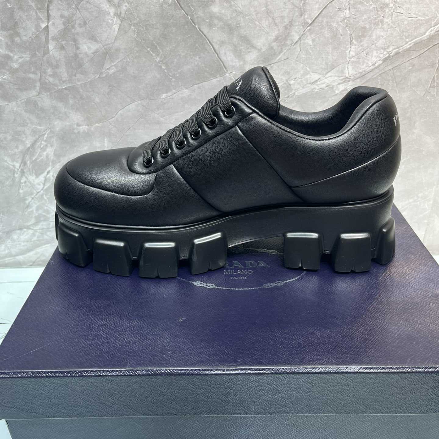 Prada Padded Nappa Leather Lace-up Shoes - DopestKickz