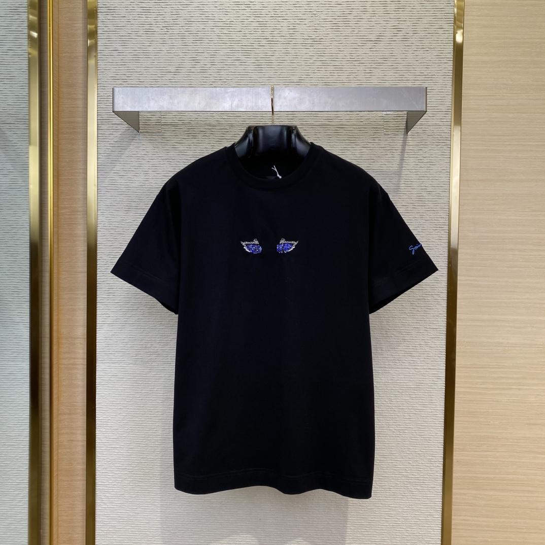 Givenchy T-shirt In Cotton With Cat Eye Embroidery - DopestKickz