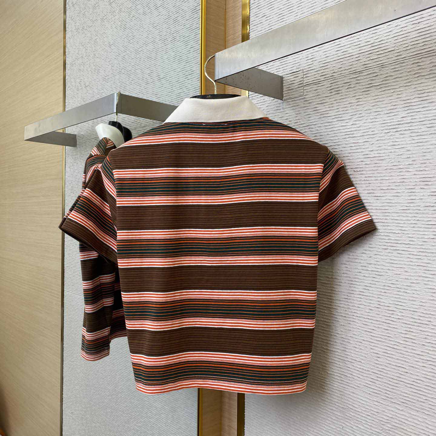 Celine Triomphe Cropped Polo Shirt In Striped Cotton - DopestKickz