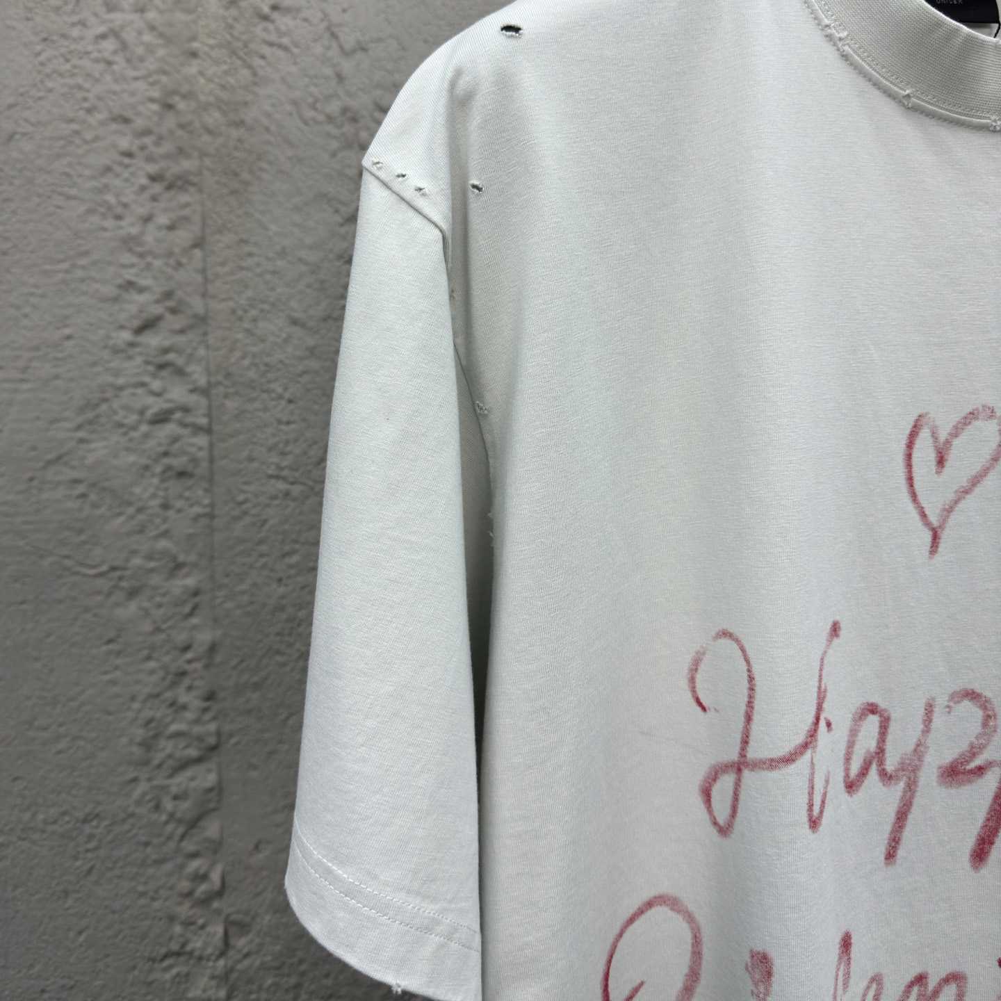 Balenciaga Lipstick Valentines T-Shirt Small Fit In Dirty White Tubular Jersey - DopestKickz