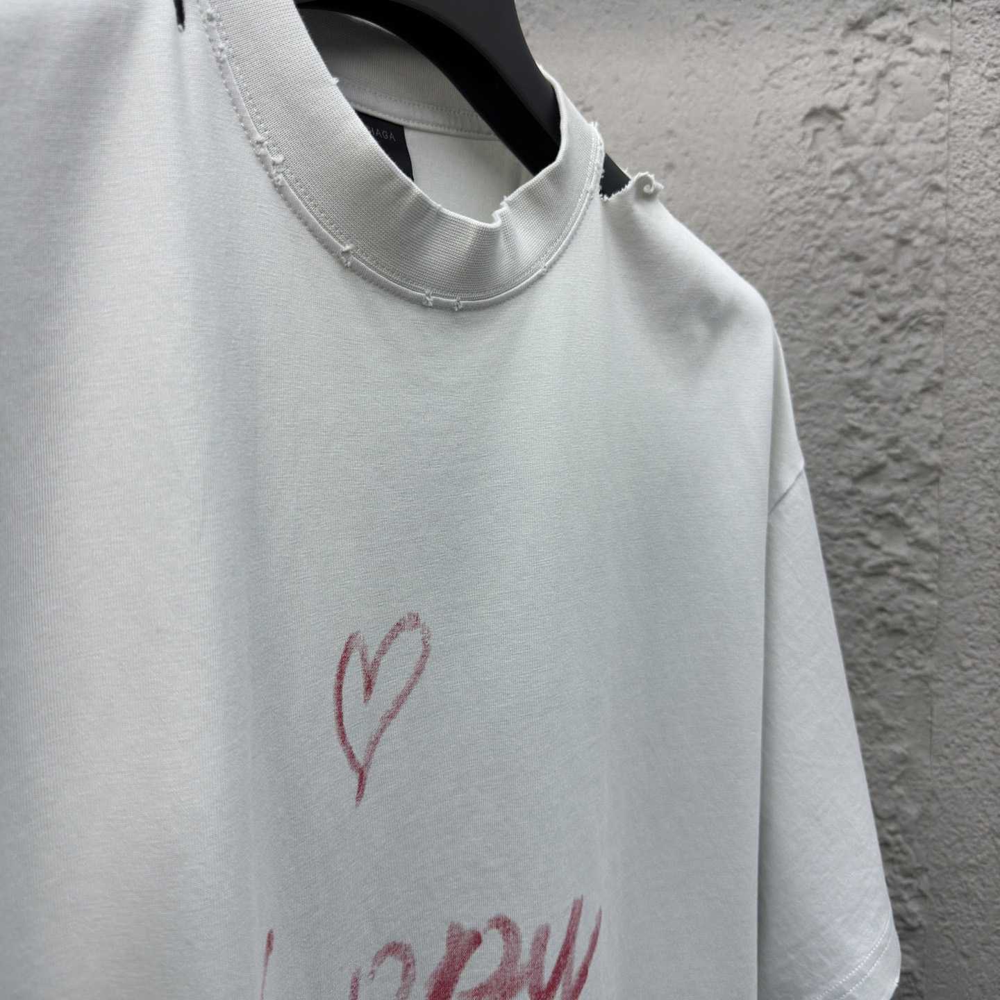 Balenciaga Lipstick Valentines T-Shirt Small Fit In Dirty White Tubular Jersey - DopestKickz