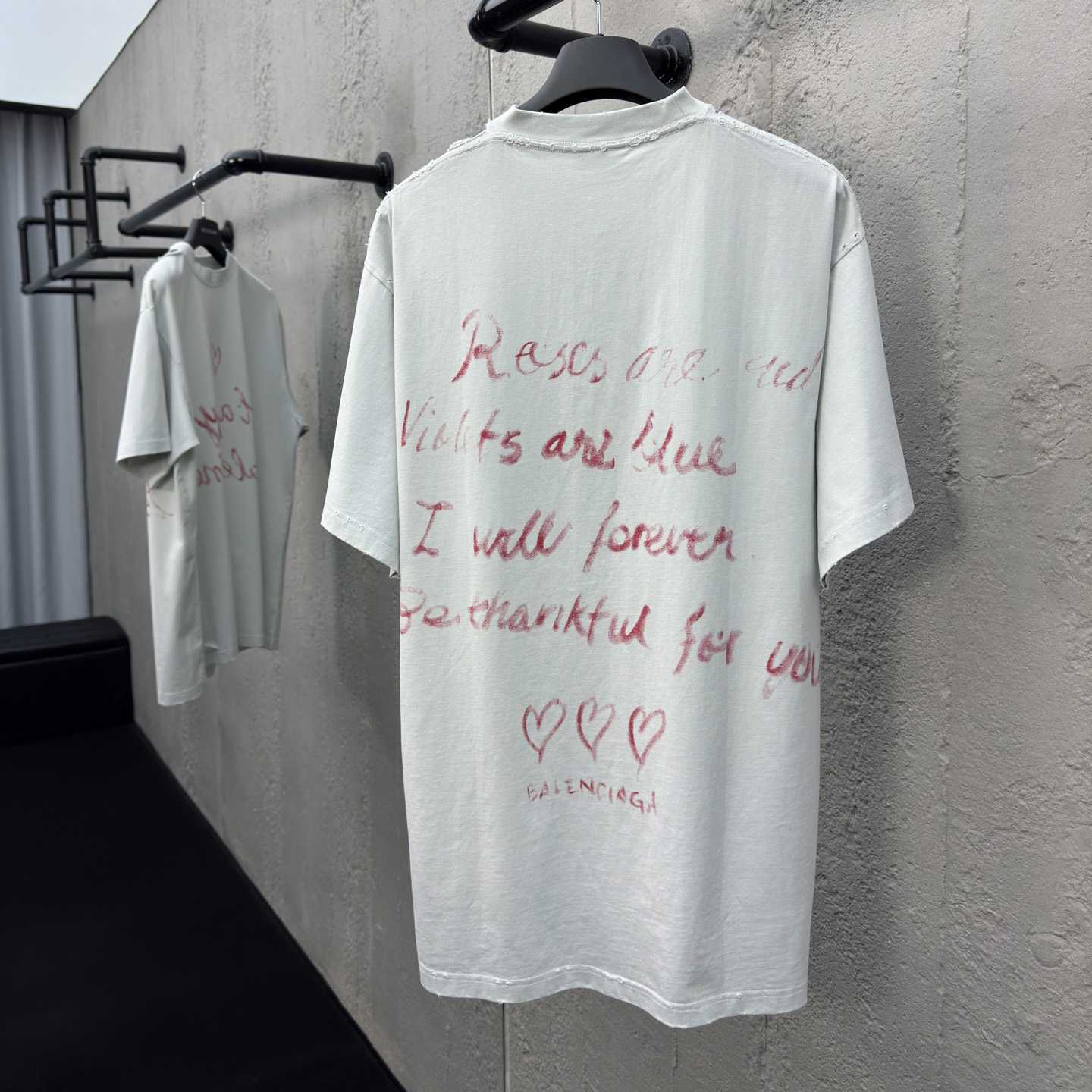 Balenciaga Lipstick Valentines T-Shirt Small Fit In Dirty White Tubular Jersey - DopestKickz