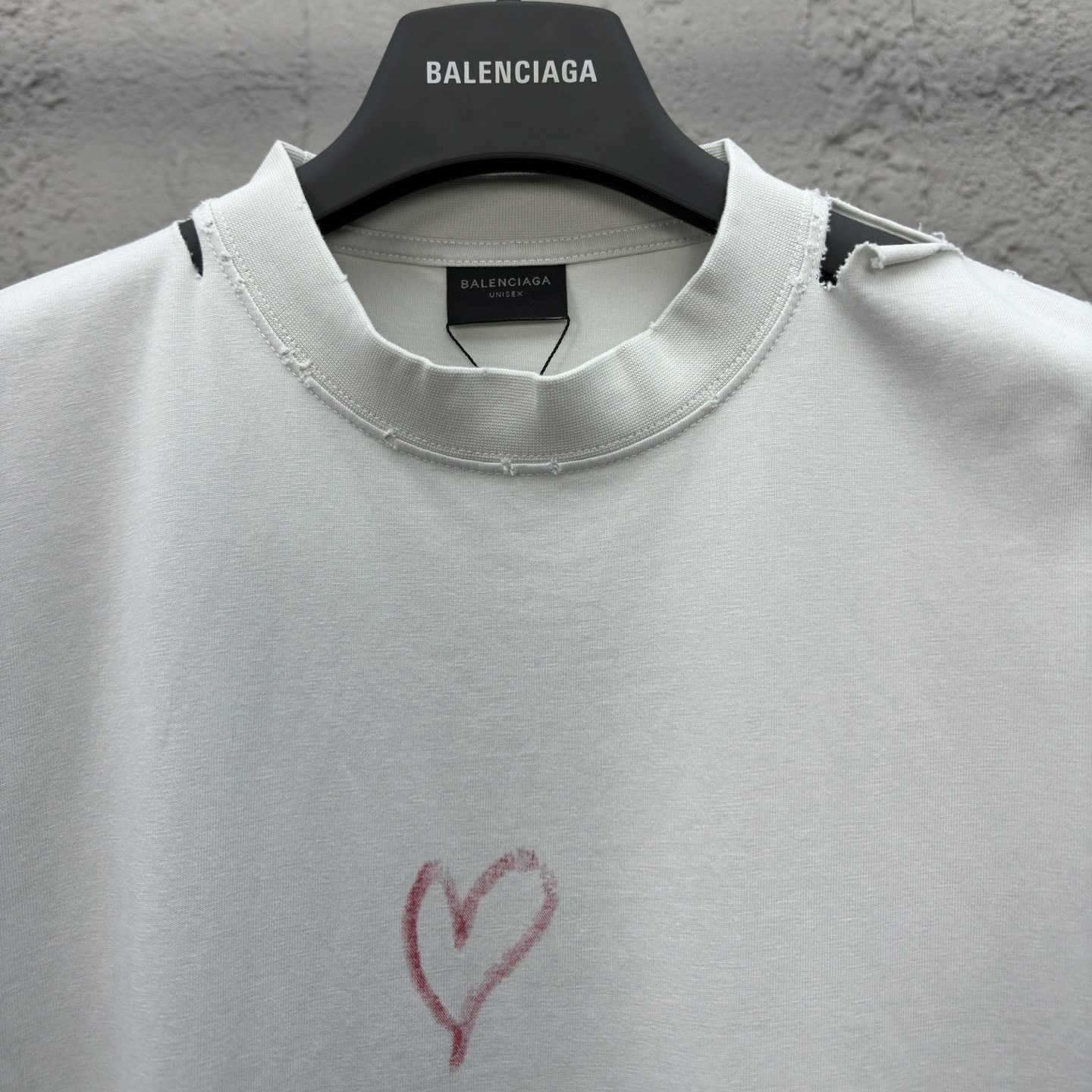Balenciaga Lipstick Valentines T-Shirt Small Fit In Dirty White Tubular Jersey - DopestKickz