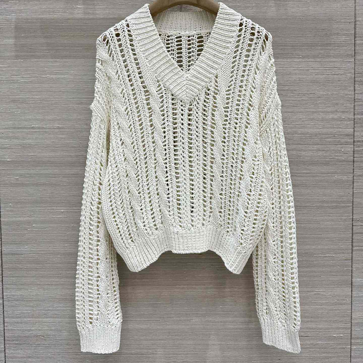 Brunello Cucinelli Jute And Cotton Cable & Mesh Sweater - DopestKickz