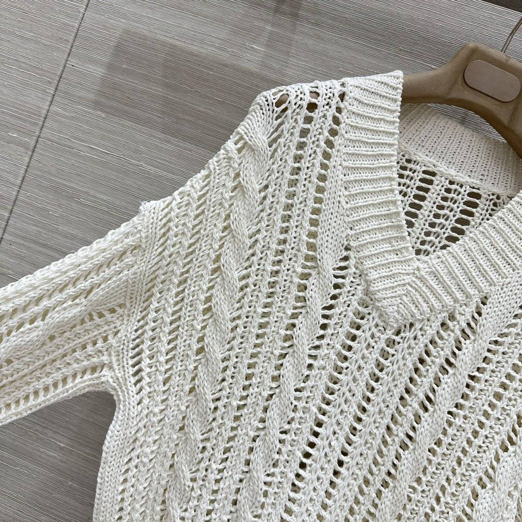 Brunello Cucinelli Jute And Cotton Cable & Mesh Sweater - DopestKickz