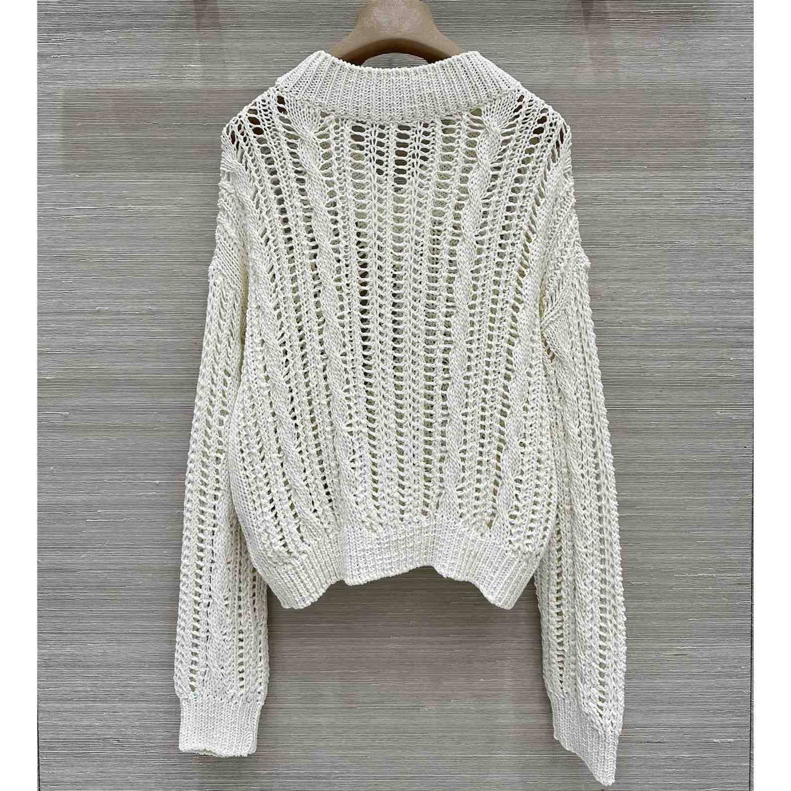 Brunello Cucinelli Jute And Cotton Cable & Mesh Sweater - DopestKickz