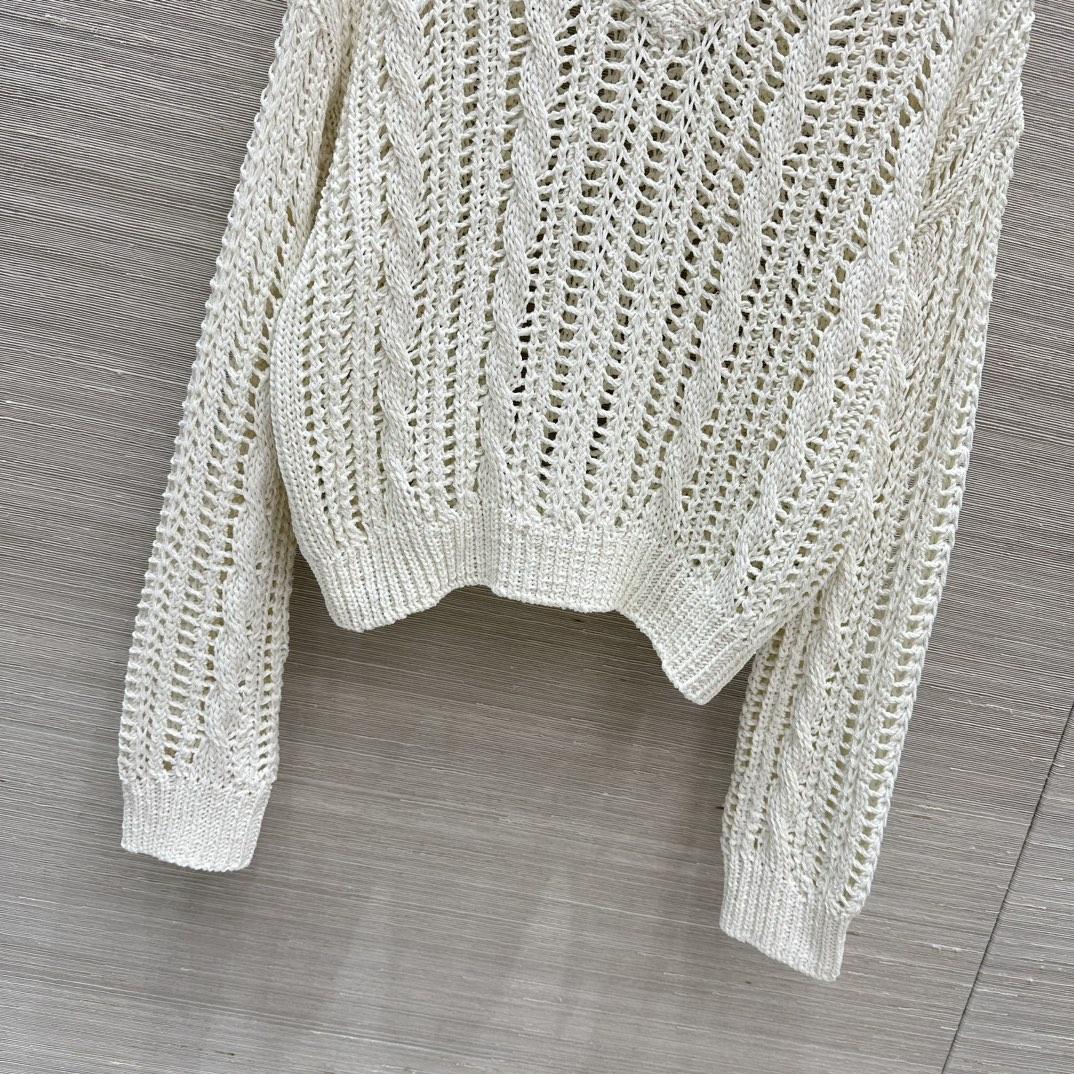 Brunello Cucinelli Jute And Cotton Cable & Mesh Sweater - DopestKickz