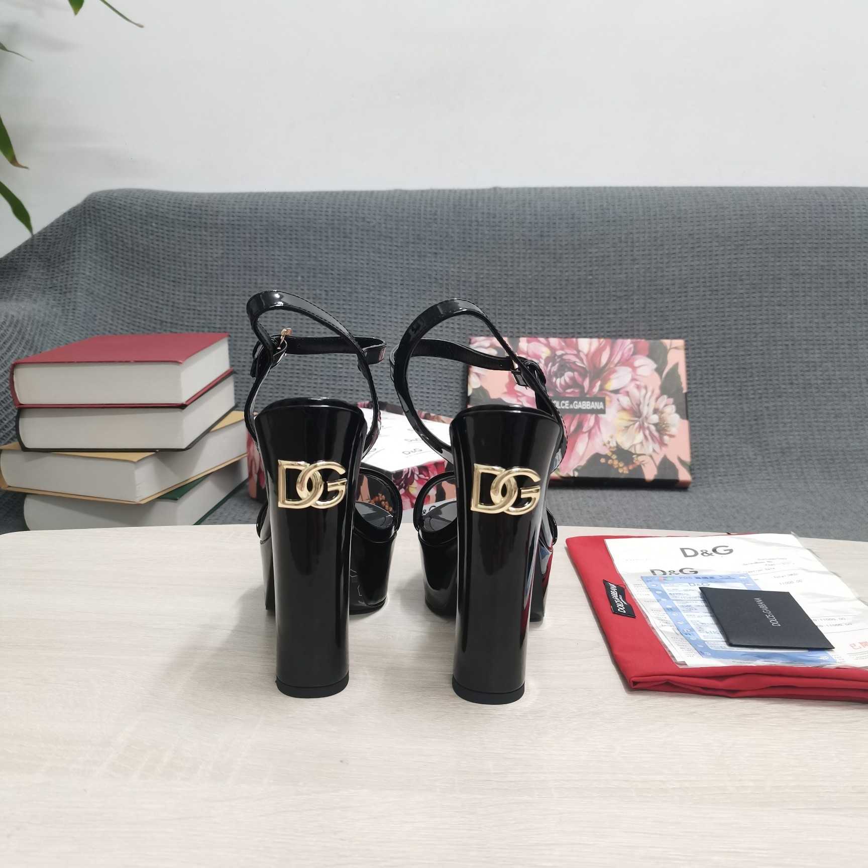 Dolce & Gabbana Polished Calfskin Platform Sandals - DopestKickz