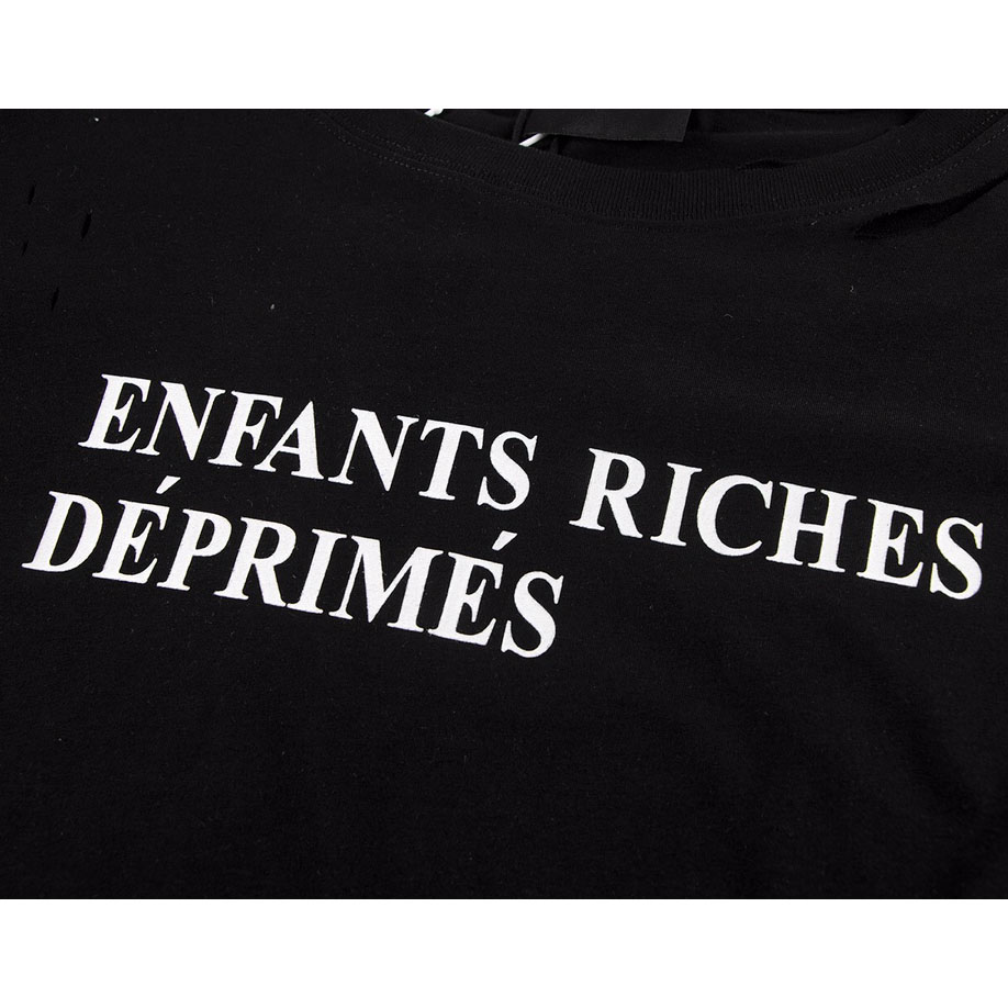 Enfants Riches Déprimés Cropped Distressed Logo-Print Cotton-Jersey - DopestKickz