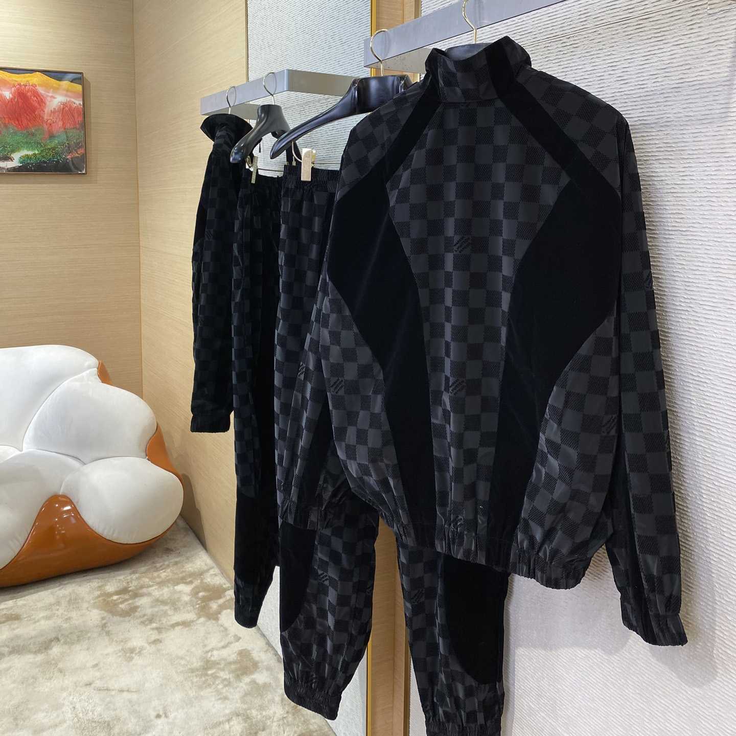 Louis Vuitton Flocked Damier Technical Tracksuit Top   1AHBG1 - DopestKickz