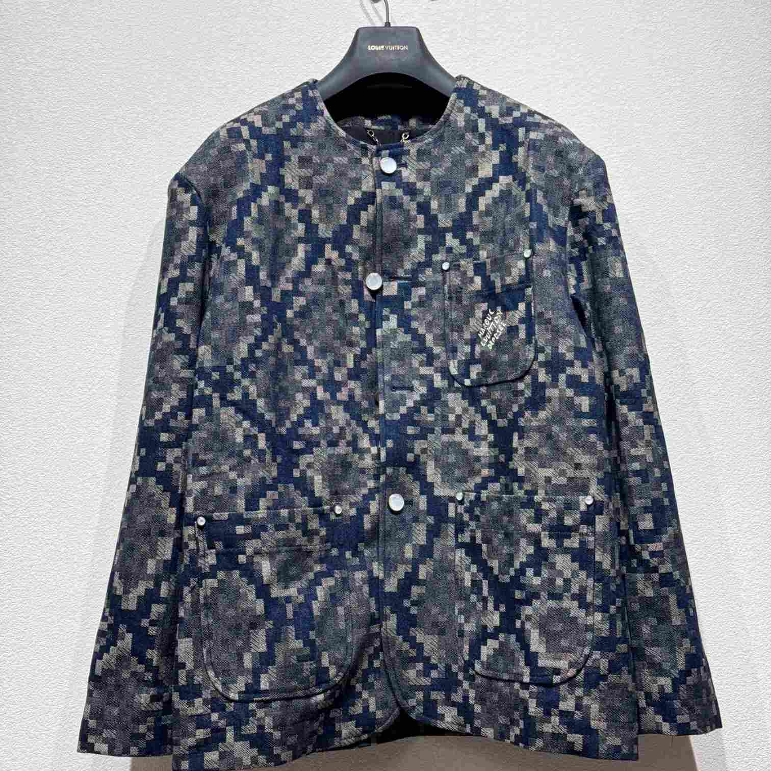Louis Vuitton Graphic Collarless Denim Jacket   - DopestKickz