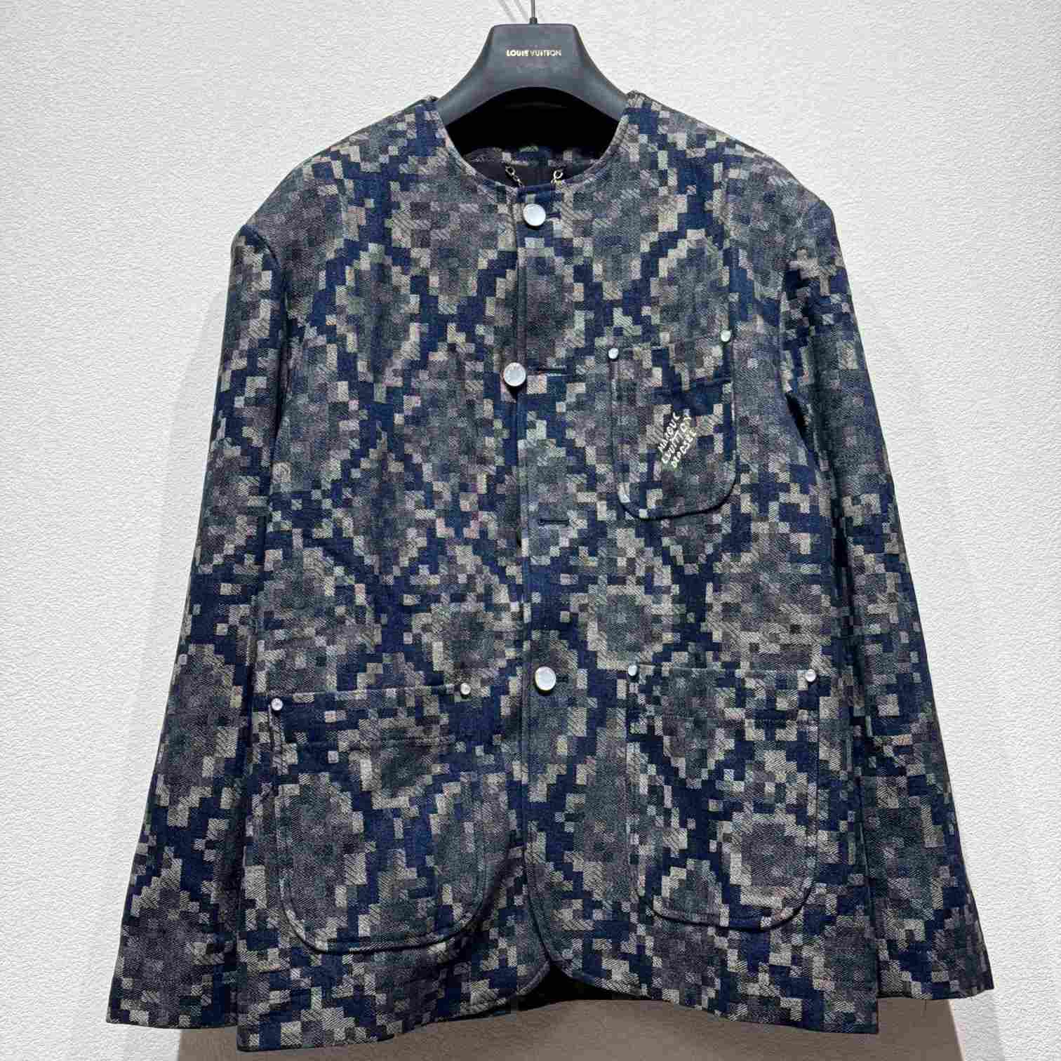 Louis Vuitton Graphic Collarless Denim Jacket   - DopestKickz