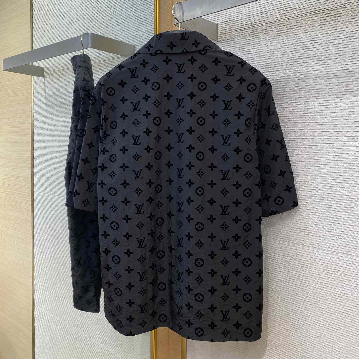 Louis Vuitton Flocked  Monogram Short-Sleeved Shirt - DopestKickz