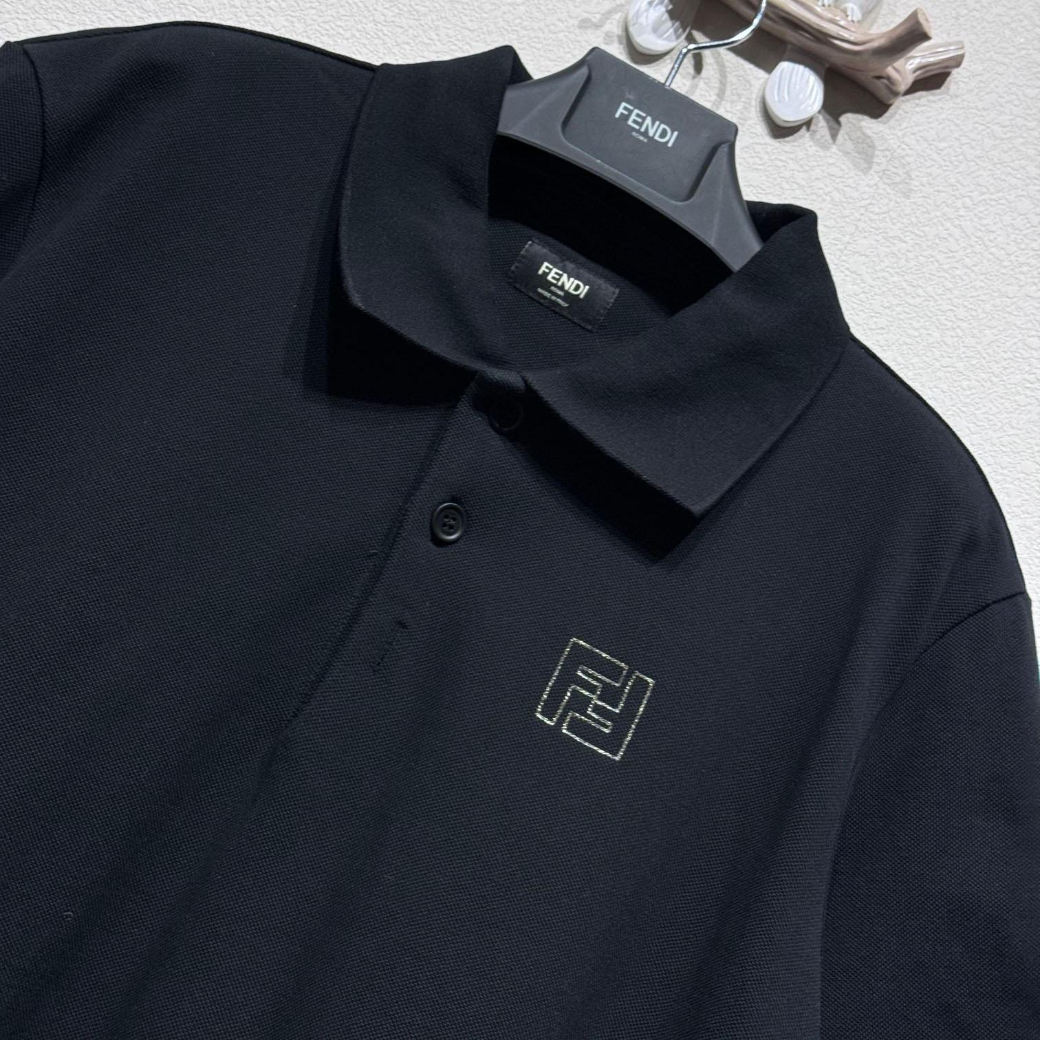 Fendi Black Cotton Polo Shirt - DopestKickz