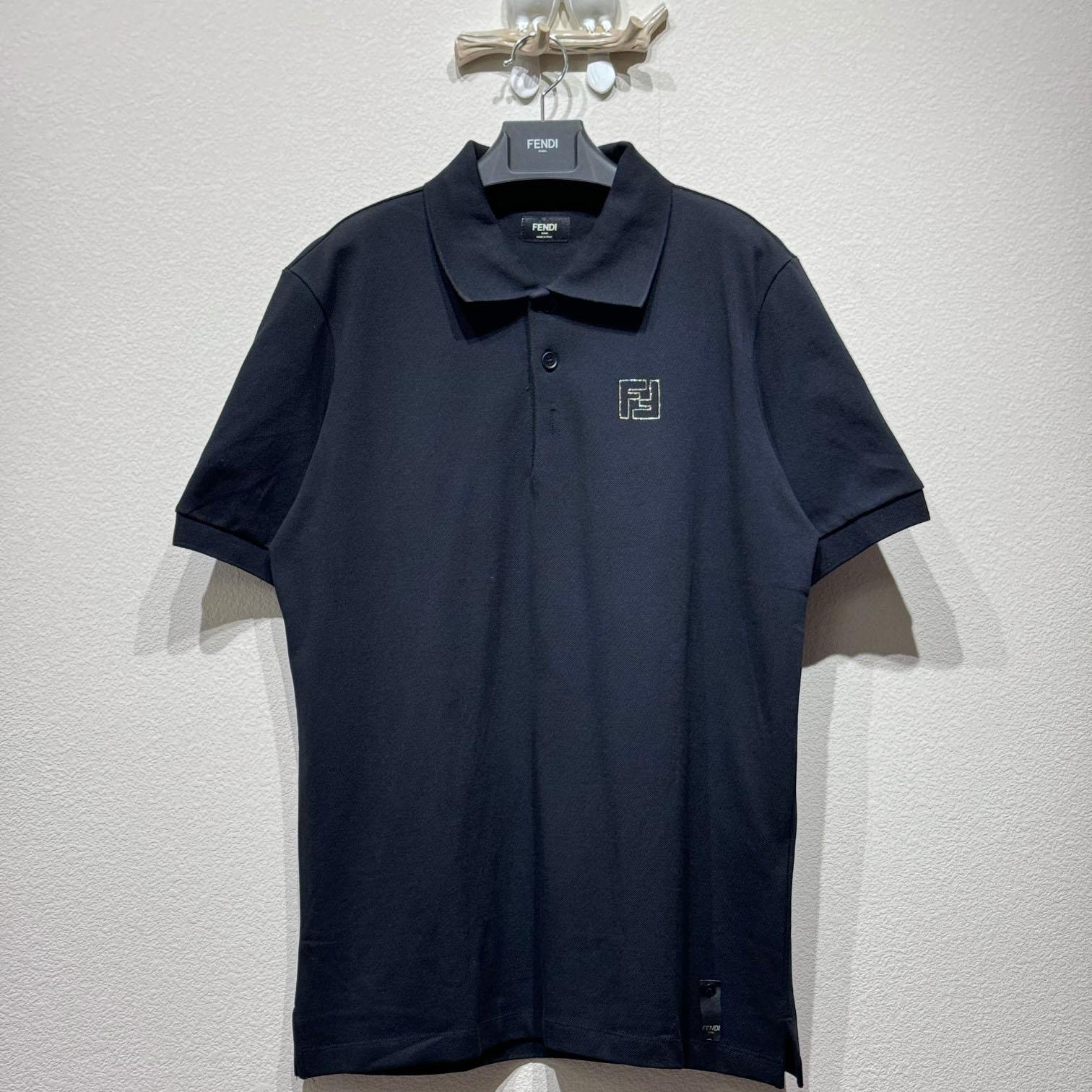 Fendi Black Cotton Polo Shirt - DopestKickz