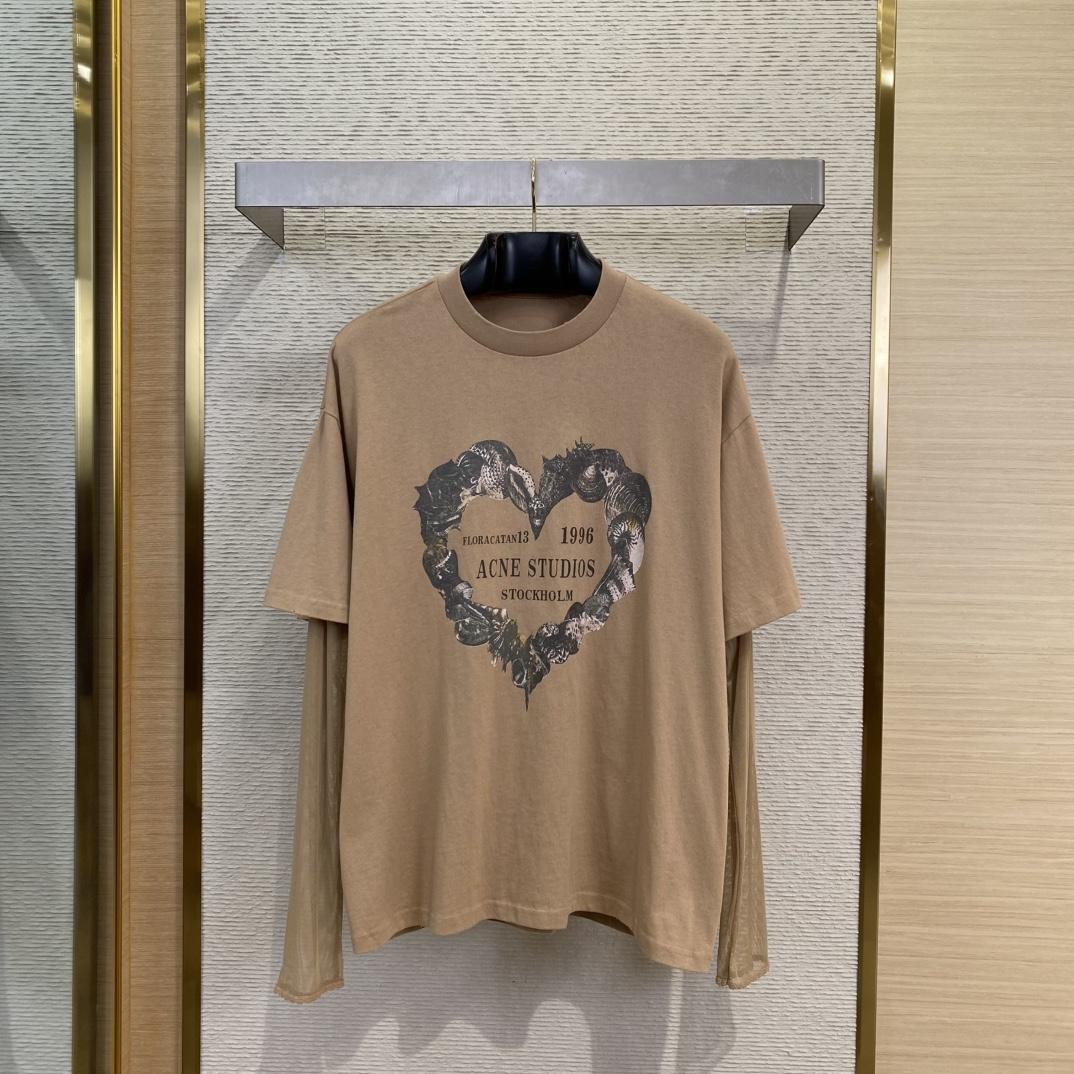 Acne Studios Beige Layered Print T-shirt - DopestKickz