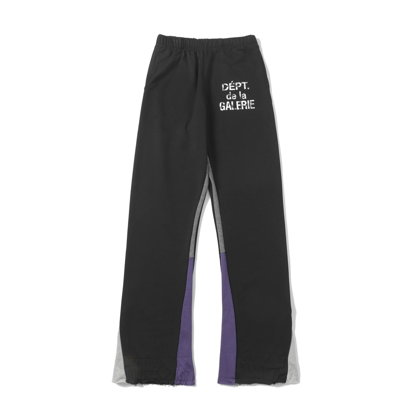 Gallery Dept. Flared Denim-Panelled Logo-Print Cotton-Jersey Sweatpants - DopestKickz