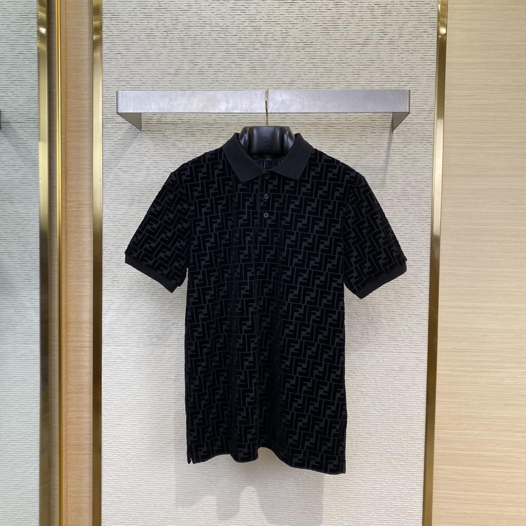Fendi Black Jersey Polo Shirt - DopestKickz