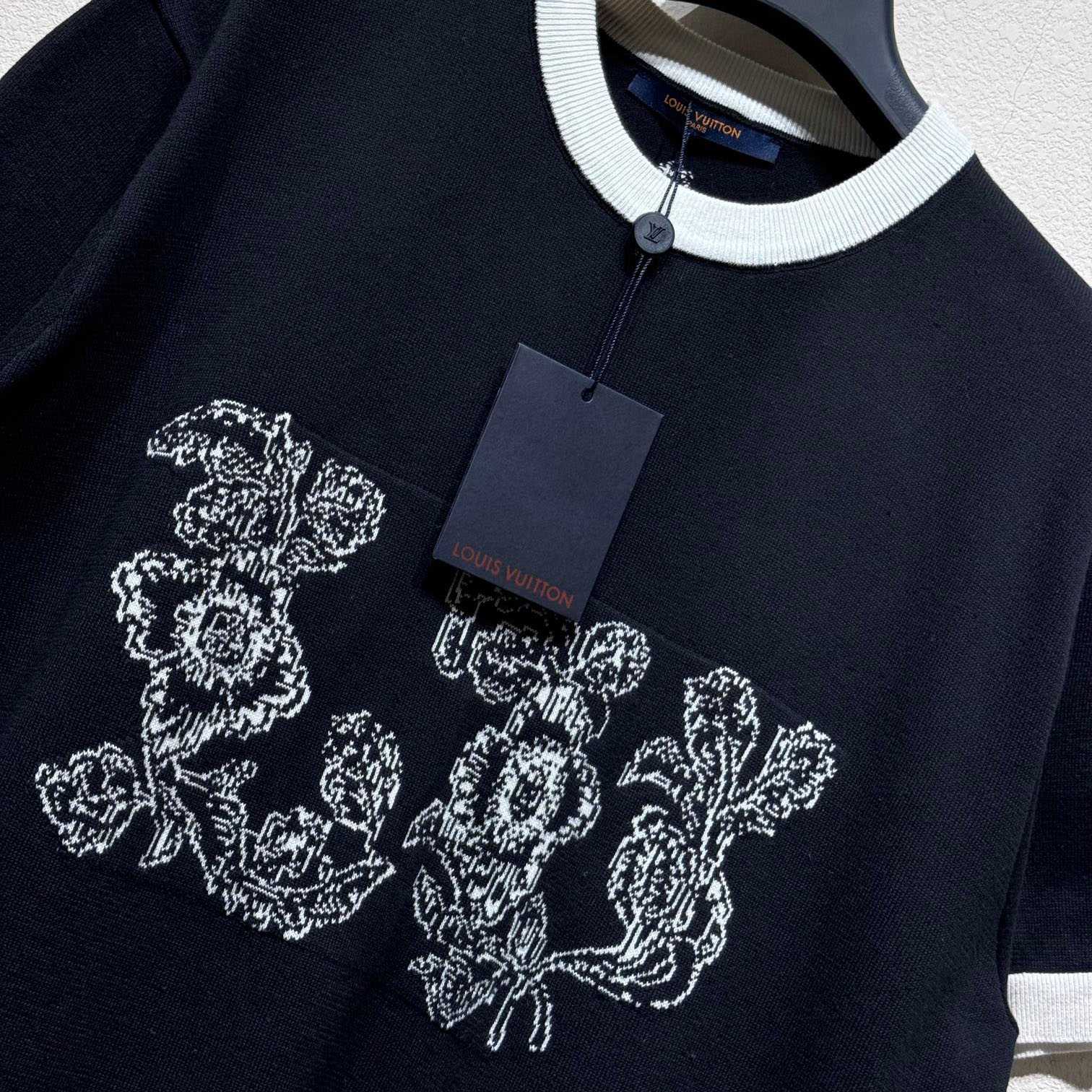 Louis Vuitton Graphic Intarsia Short-Sleeved Cotton Crewneck   - DopestKickz