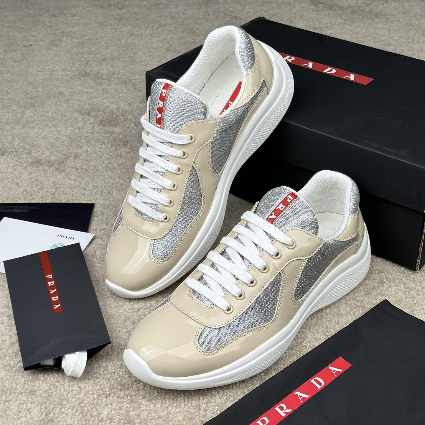 Prada America's Cup Patent Leather And Bike Fabric Sneakers - DopestKickz