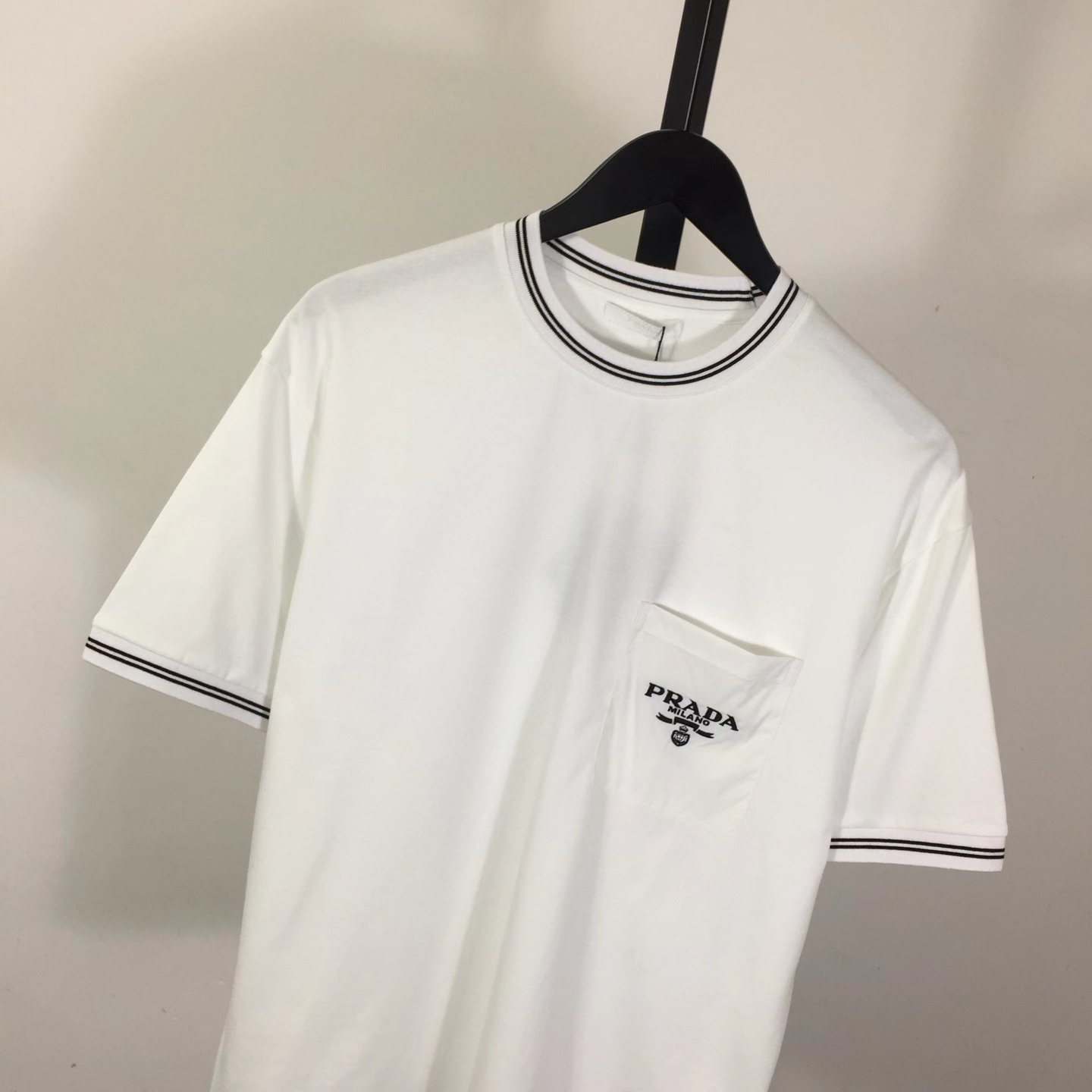 Prada T-shirt With Nylon Pocket And Letter Print - DopestKickz