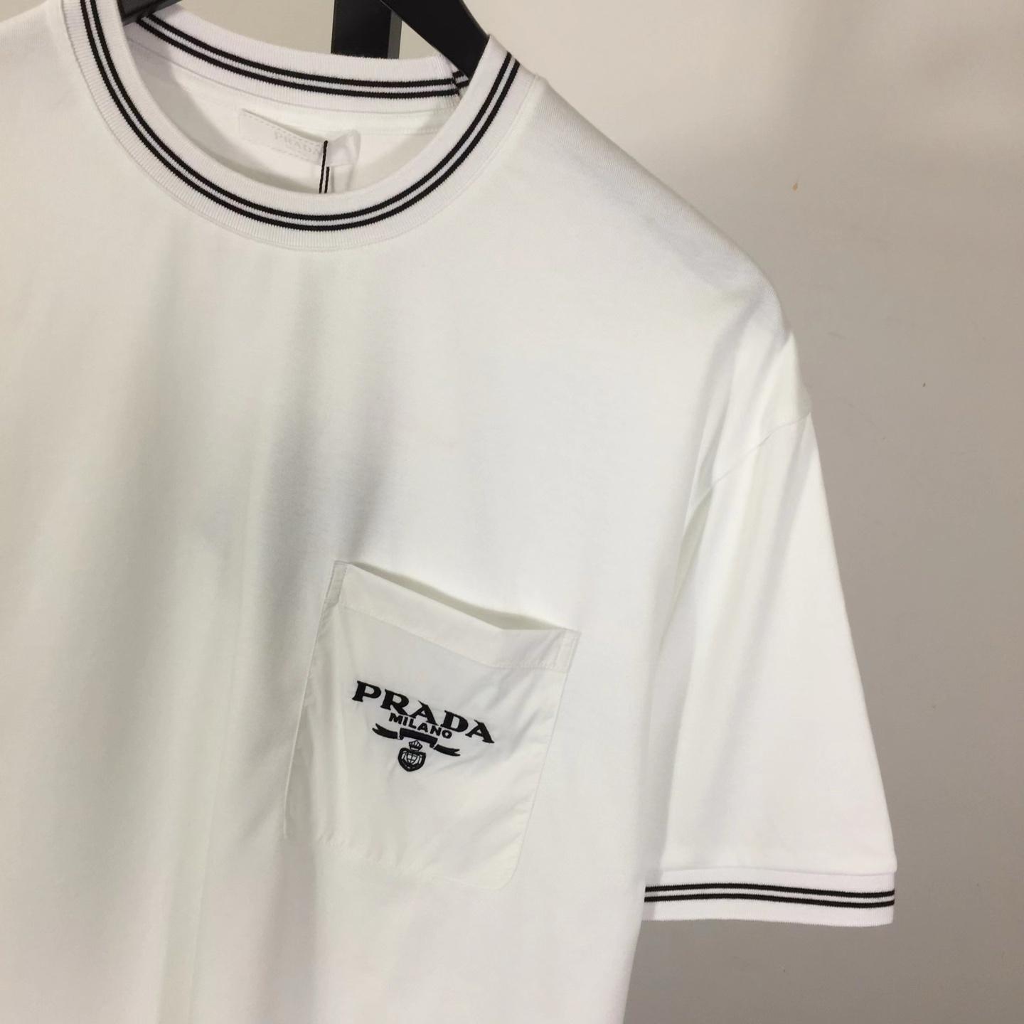 Prada T-shirt With Nylon Pocket And Letter Print - DopestKickz