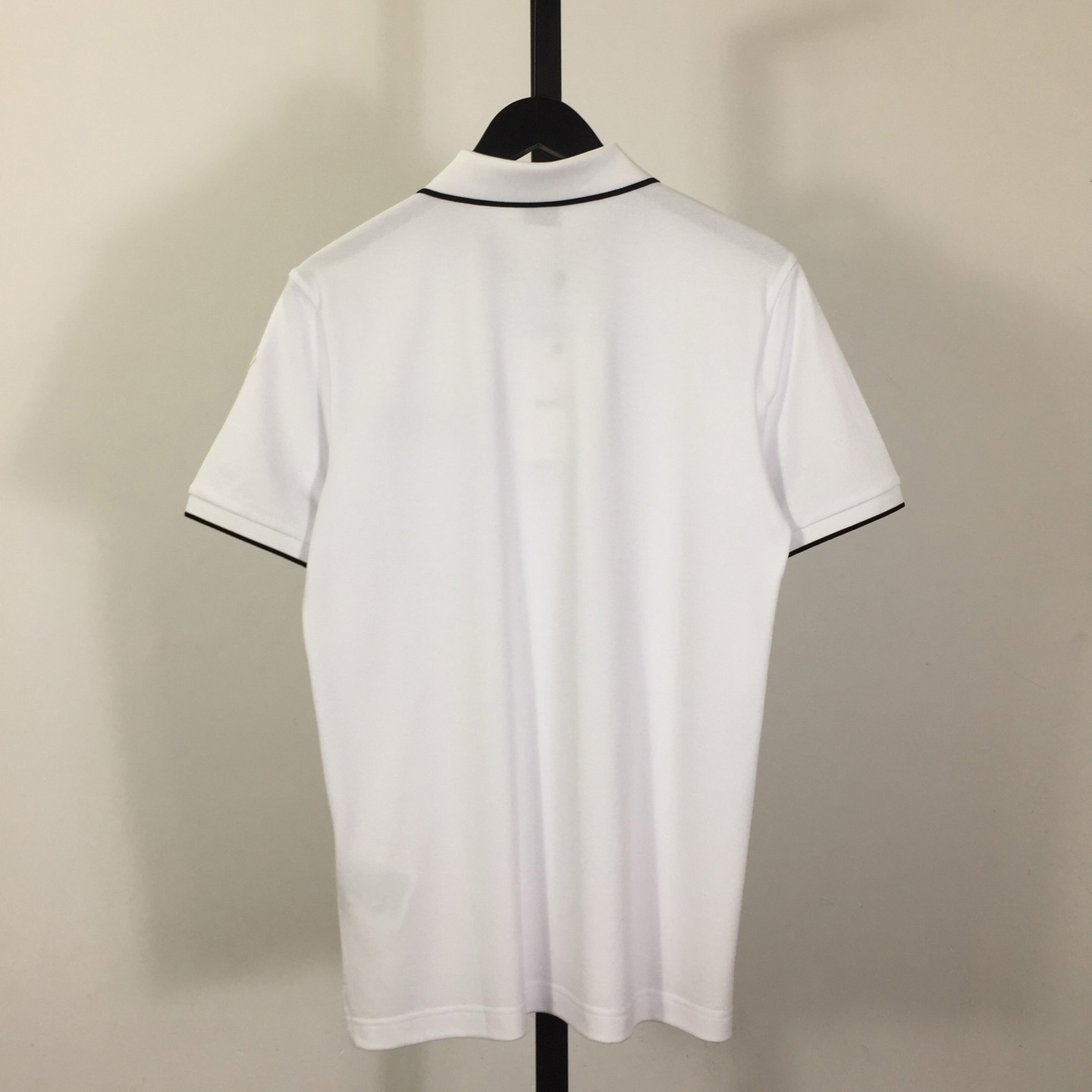 Moncler White Striped Polo - DopestKickz