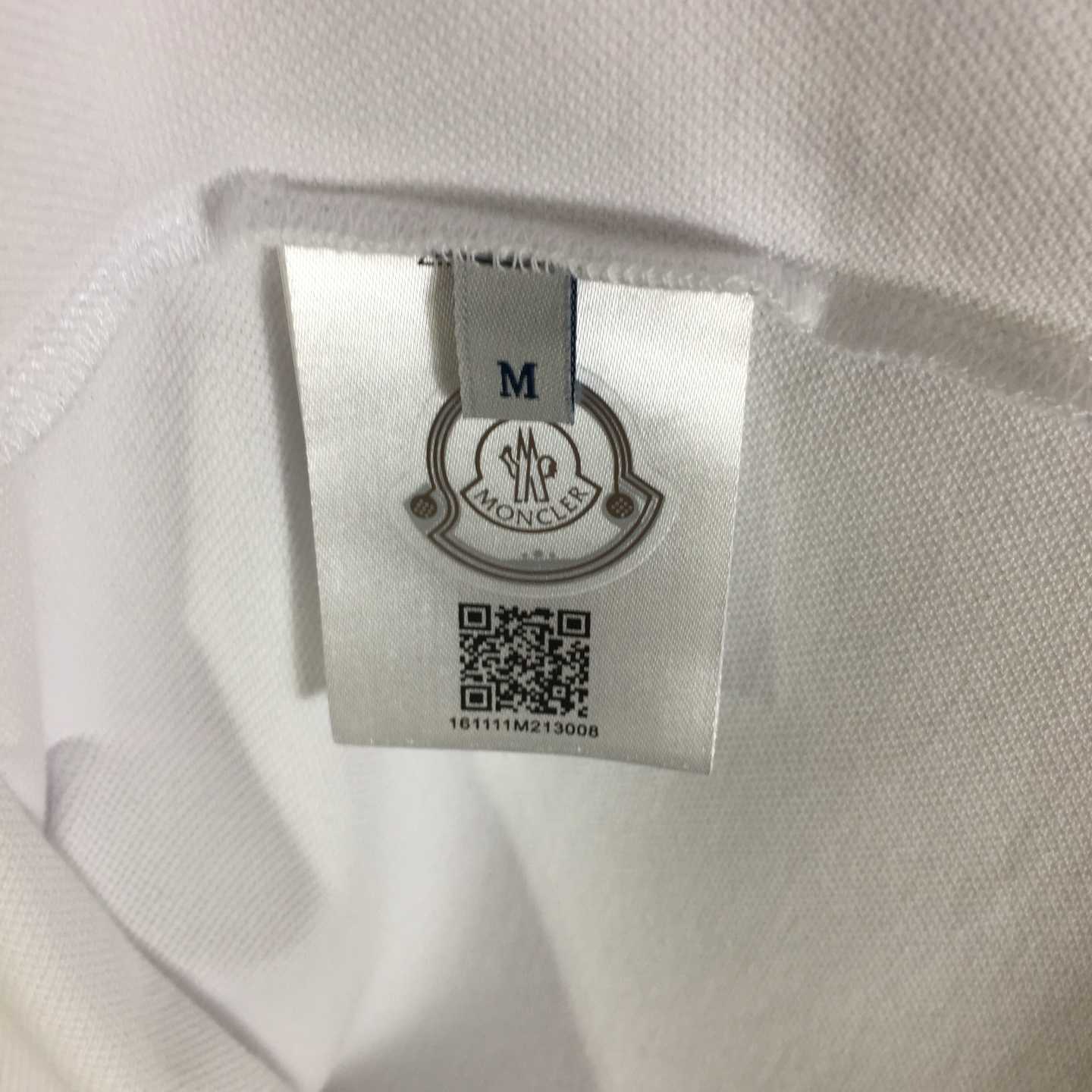 Moncler White Striped Polo - DopestKickz