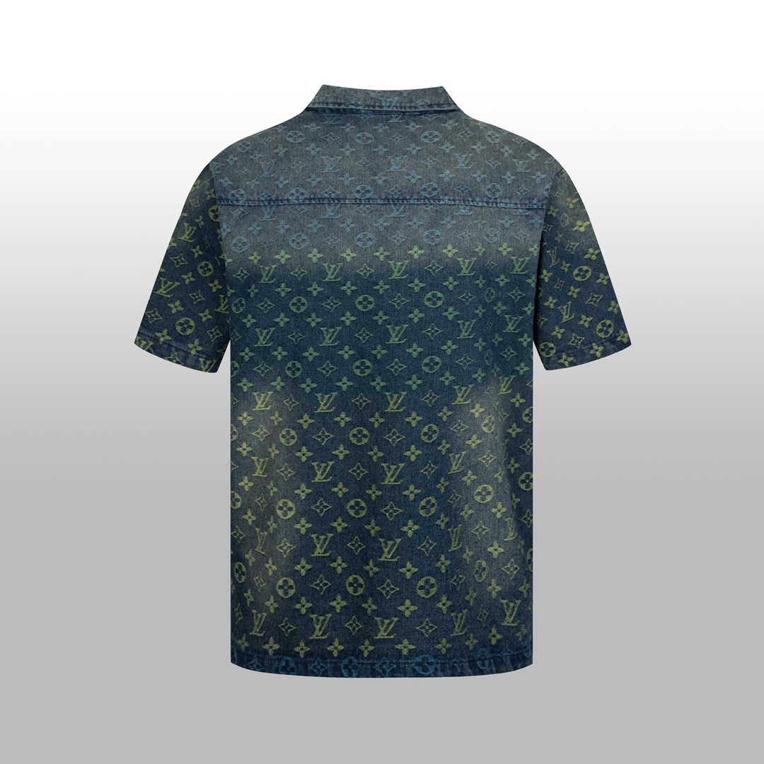 Louis Vuitton Rainbow Monogram Short-Sleeved Denim Shirt - DopestKickz