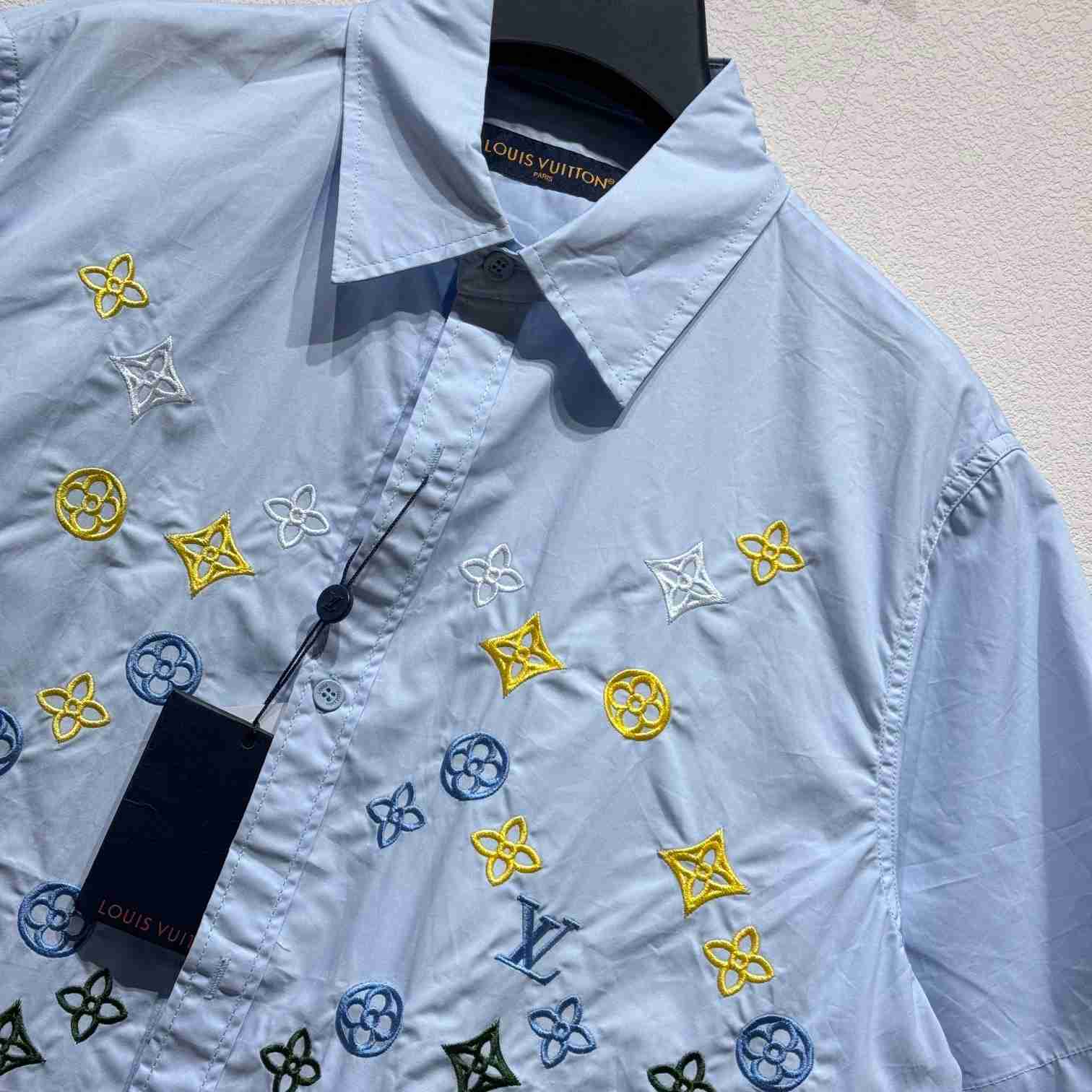Louis Vuitton Monogram Flowers Embroidered Short-Sleeved Shirt  1AGTPB - DopestKickz