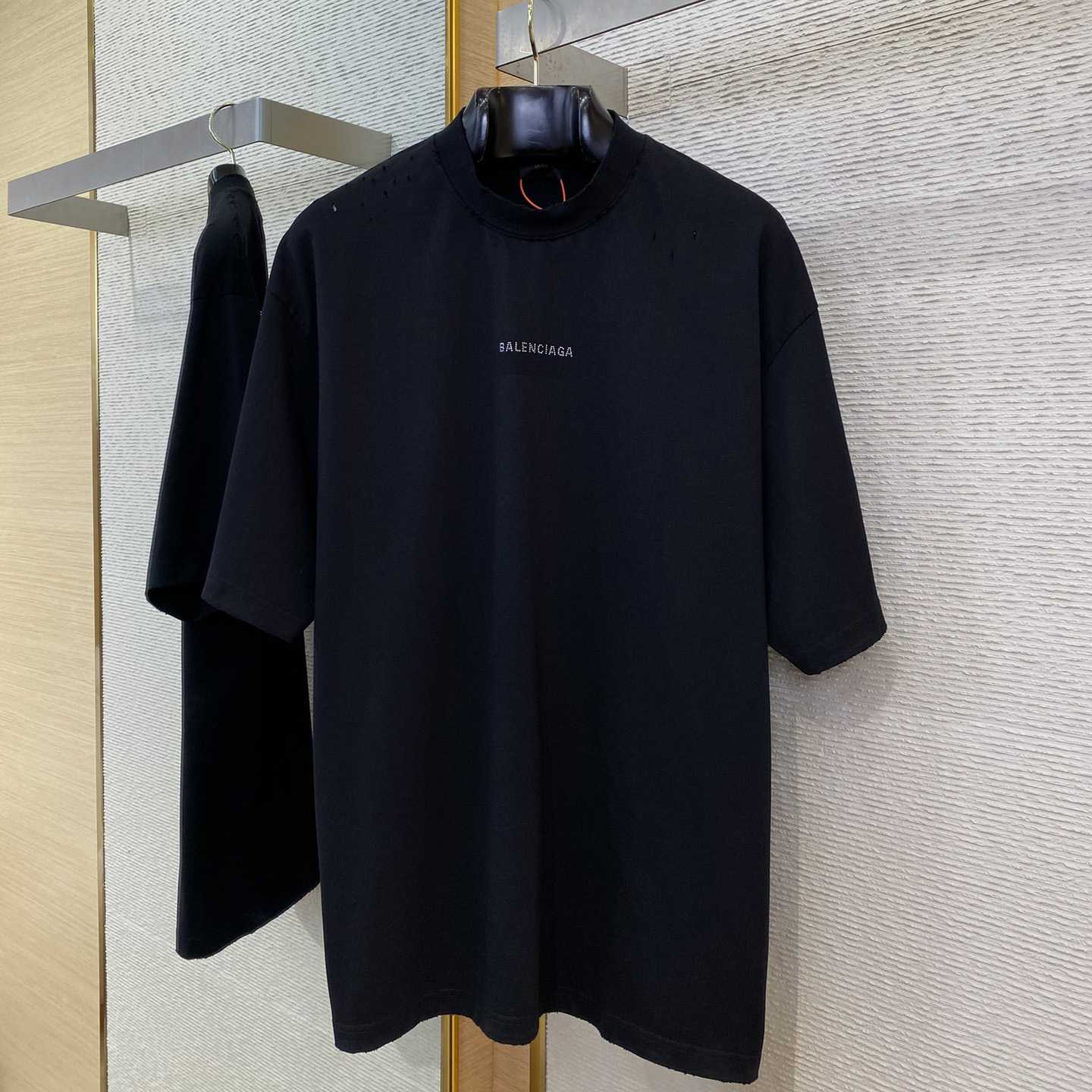 Balenciaga Back Strass Cropped T-Shirt in black - DopestKickz