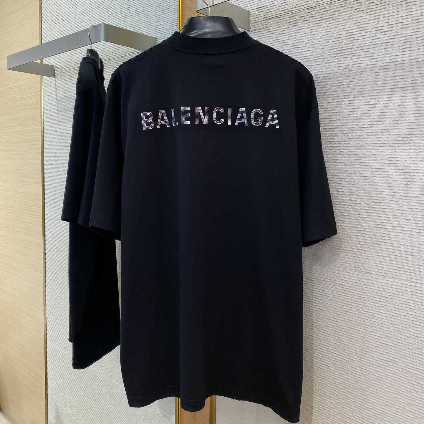 Balenciaga Back Strass Cropped T-Shirt in black - DopestKickz