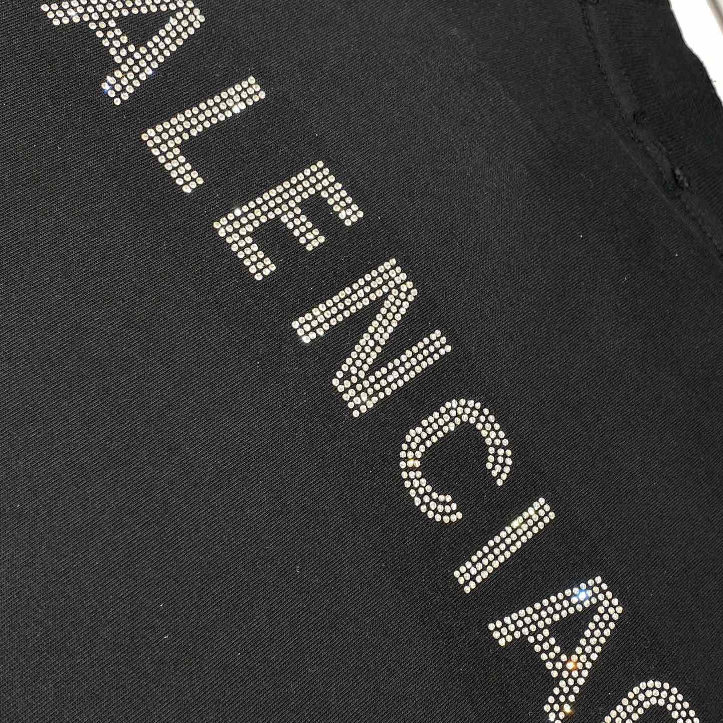 Balenciaga Back Strass Cropped T-Shirt in black - DopestKickz