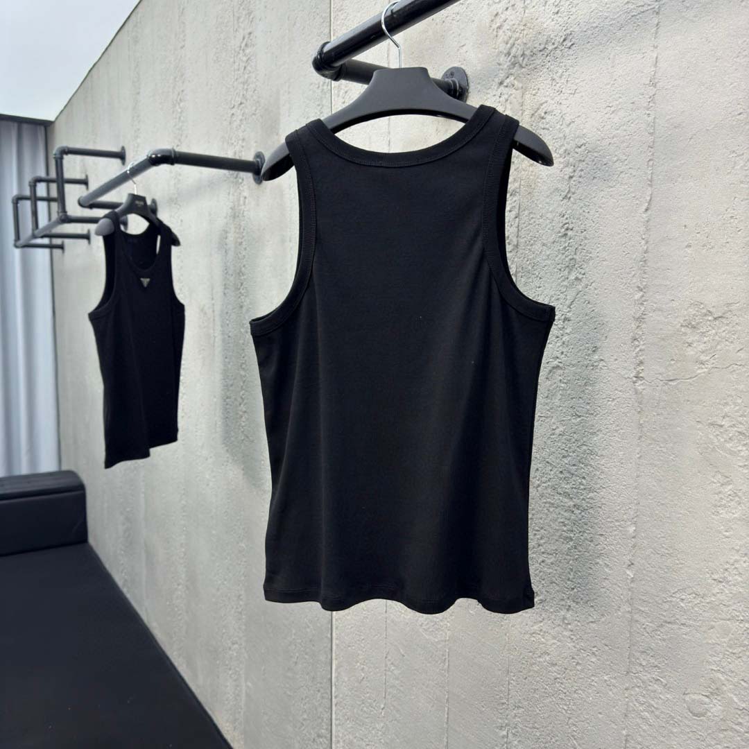 Prada Cotton Tank Top With Enamel Logo - DopestKickz