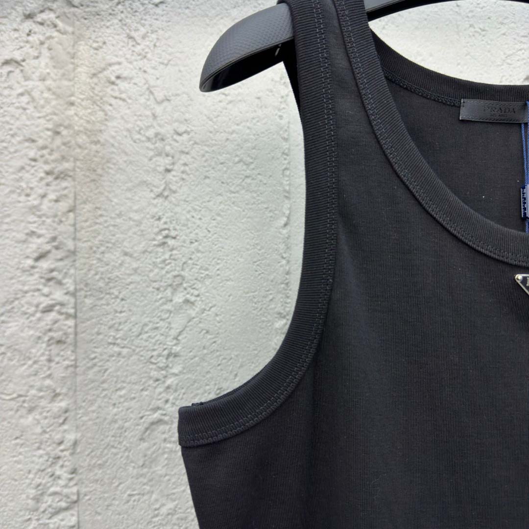 Prada Cotton Tank Top With Enamel Logo - DopestKickz