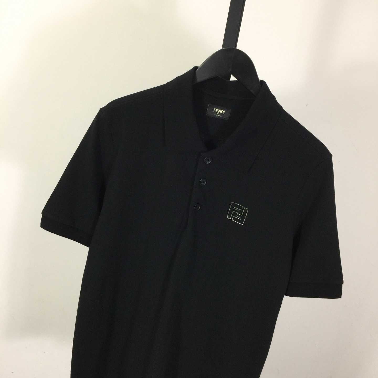 Fendi Black Cotton Polo Shirt - DopestKickz